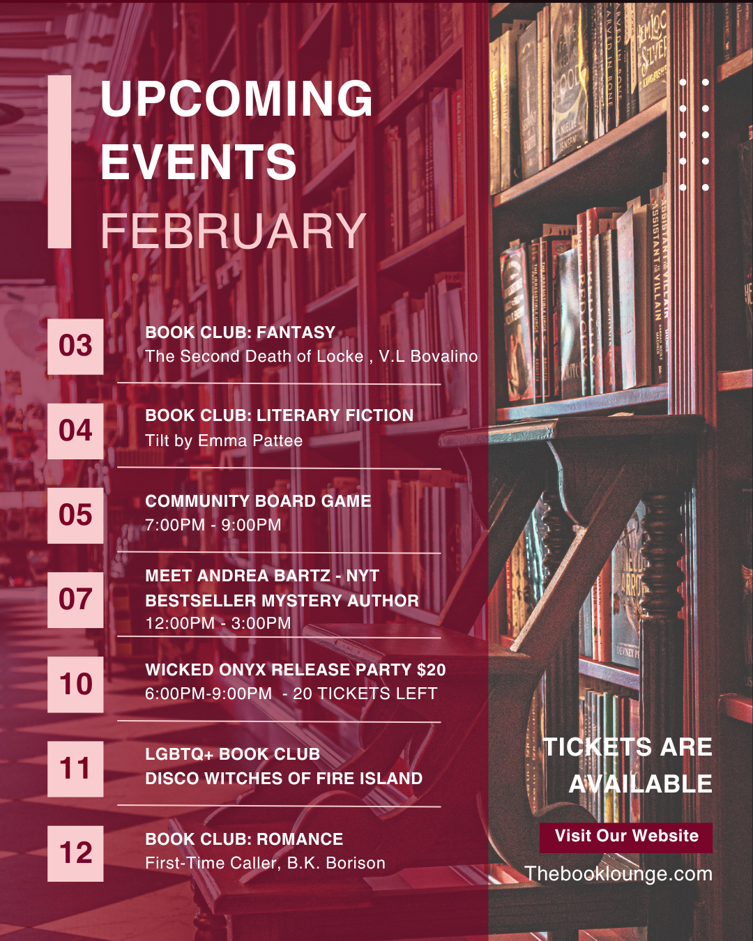 February at The Book Lounge: Events, Authors, and Galentine’s