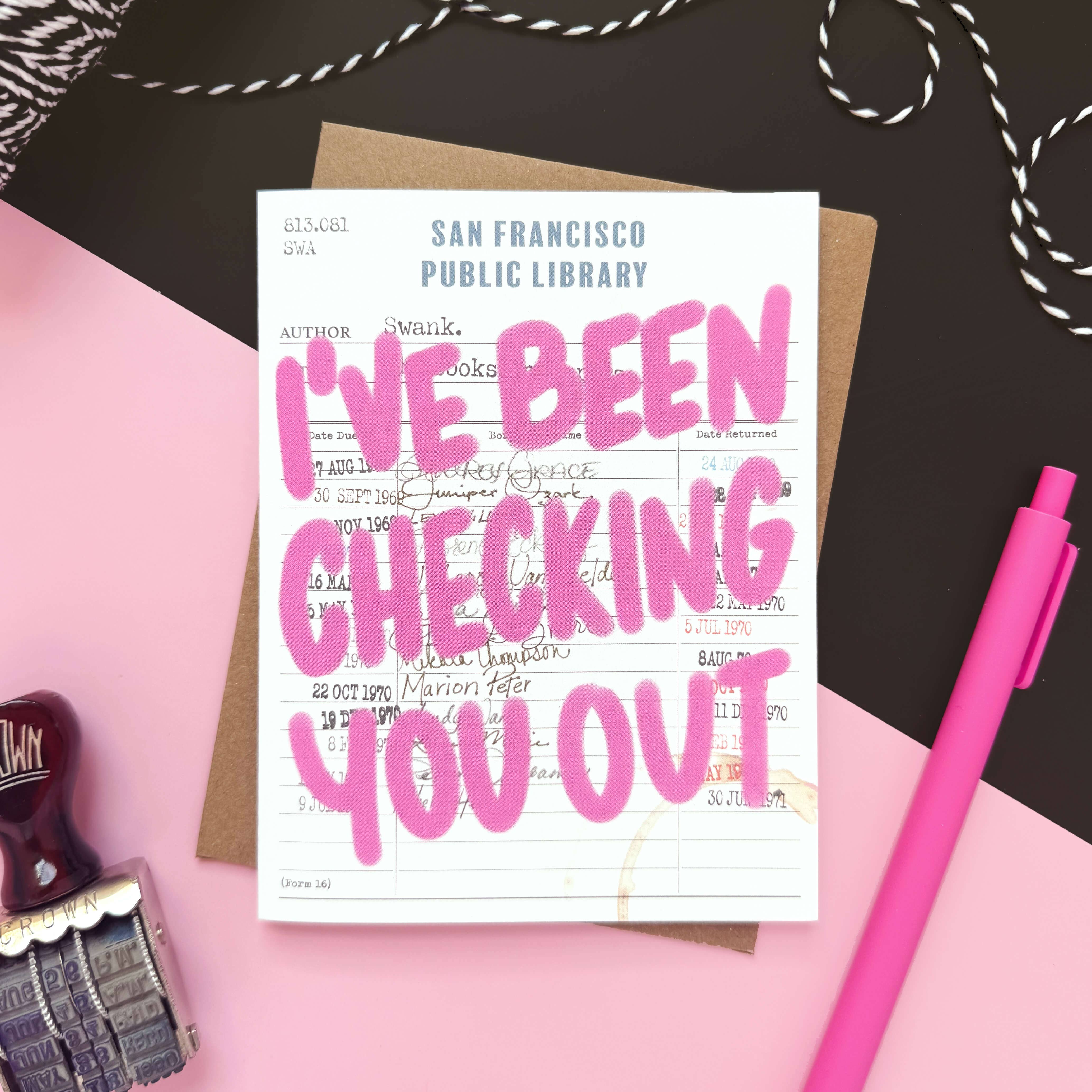 Checking You Out Library | Love + Valentine's Card