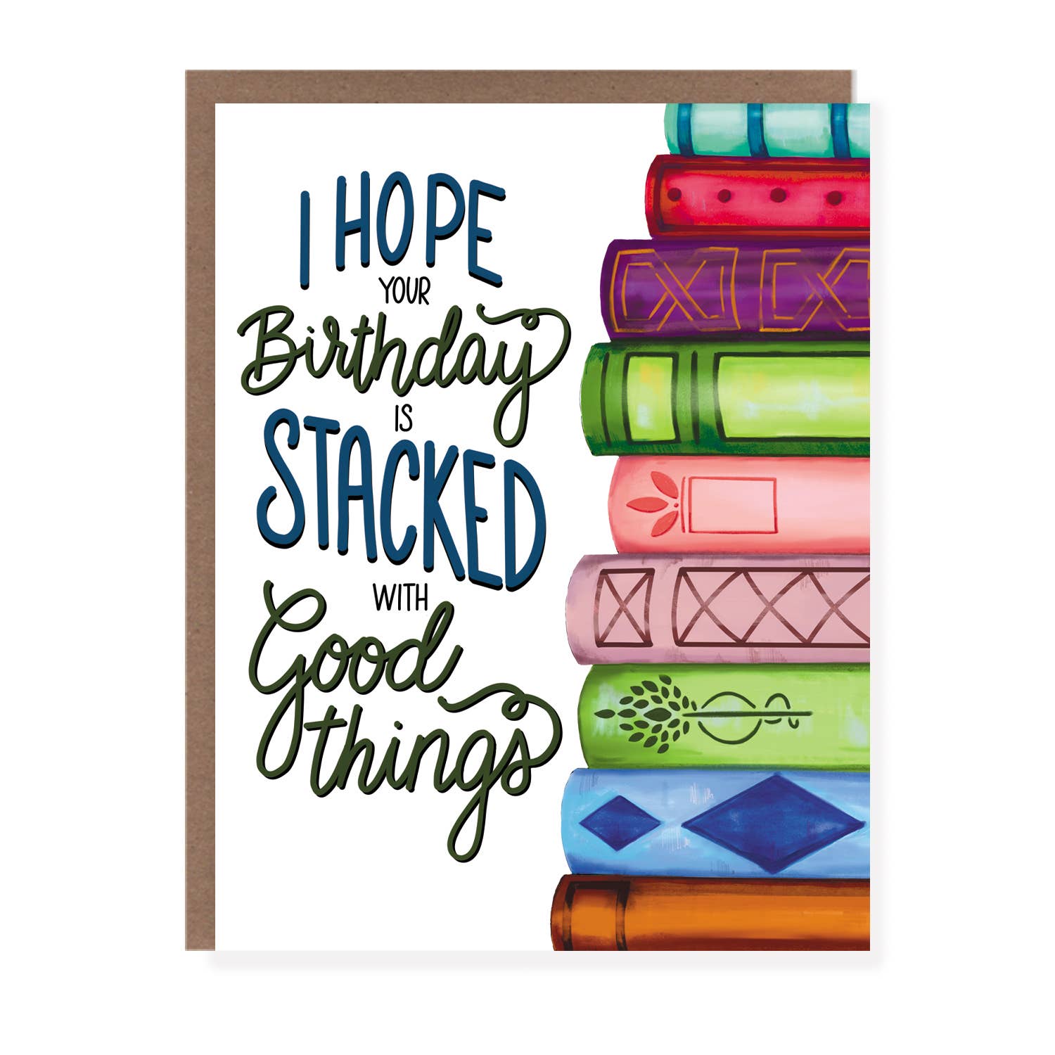 Stacked with Good Things Book Birthday Card
