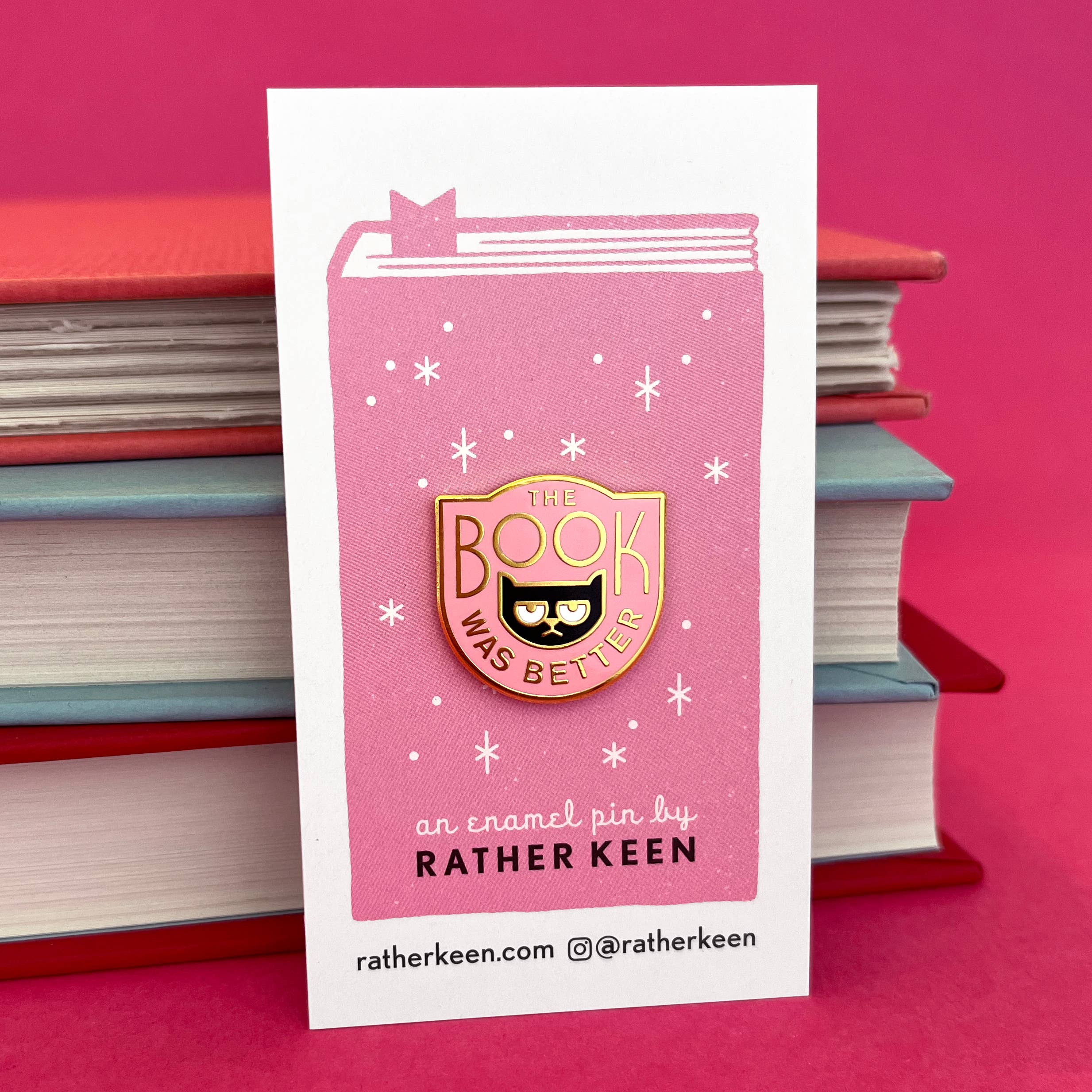 The Book Was Better enamel pin - book snob cat pin