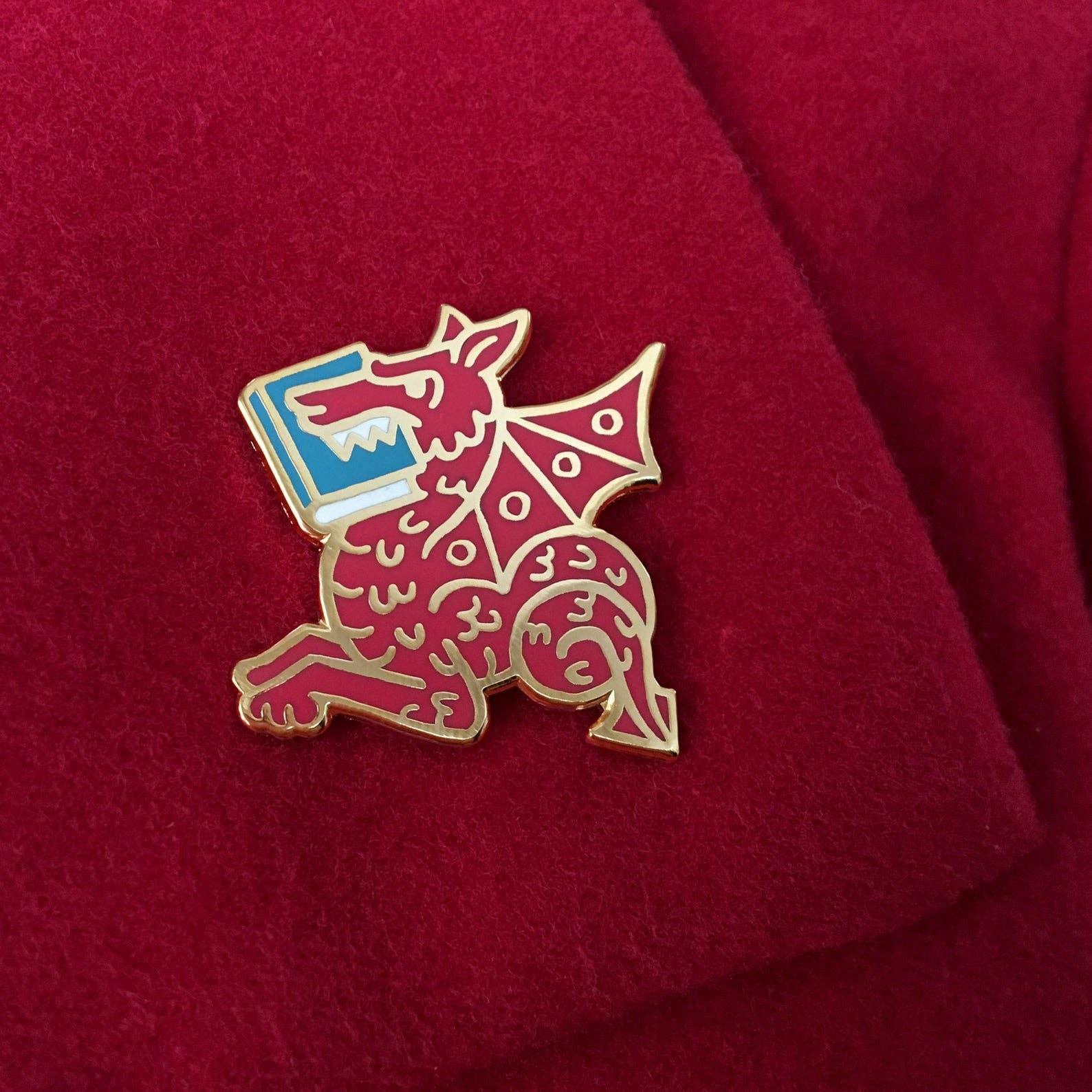 Book Wyrm enamel pin - Book Dragon pin in 4 colors