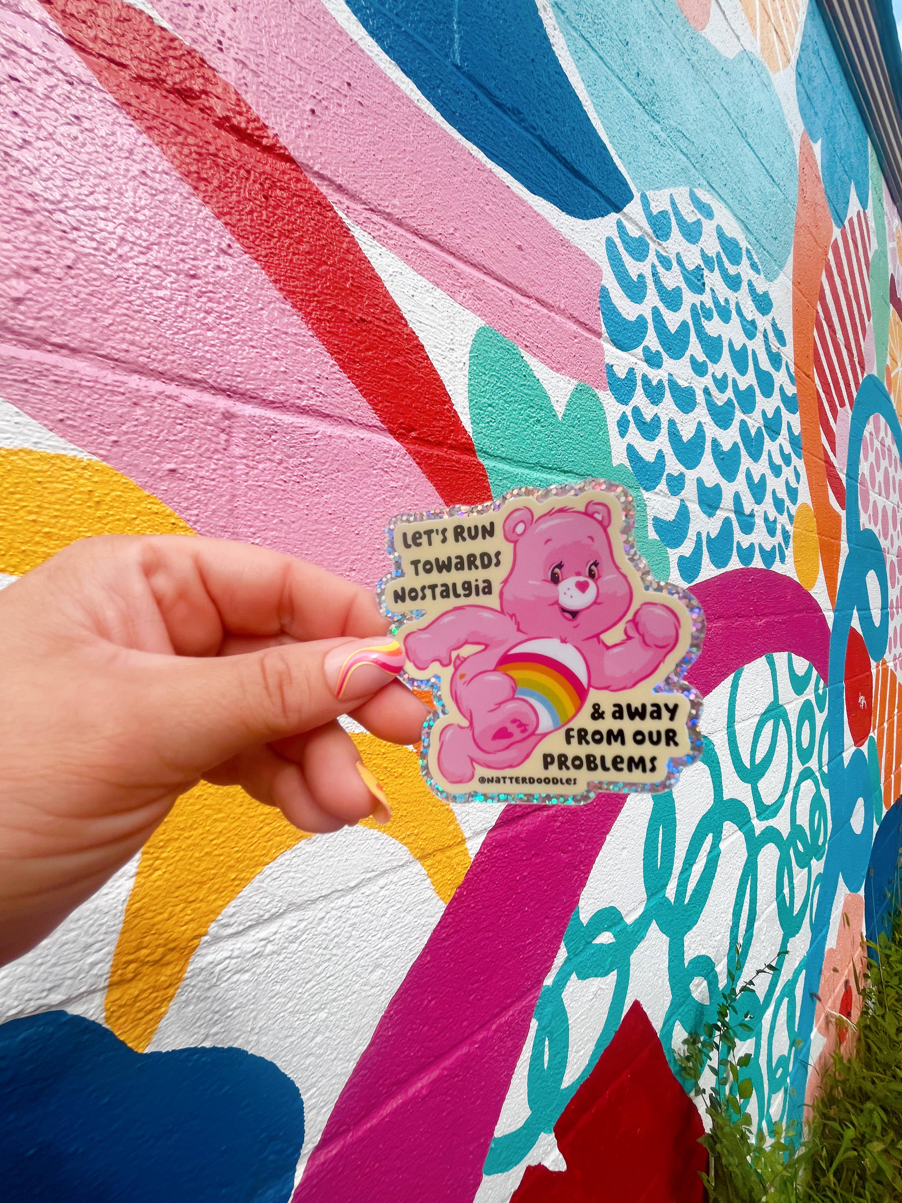 Let’s Run Towards Nostalgia Care Bear Sticker | Vinyl Decal