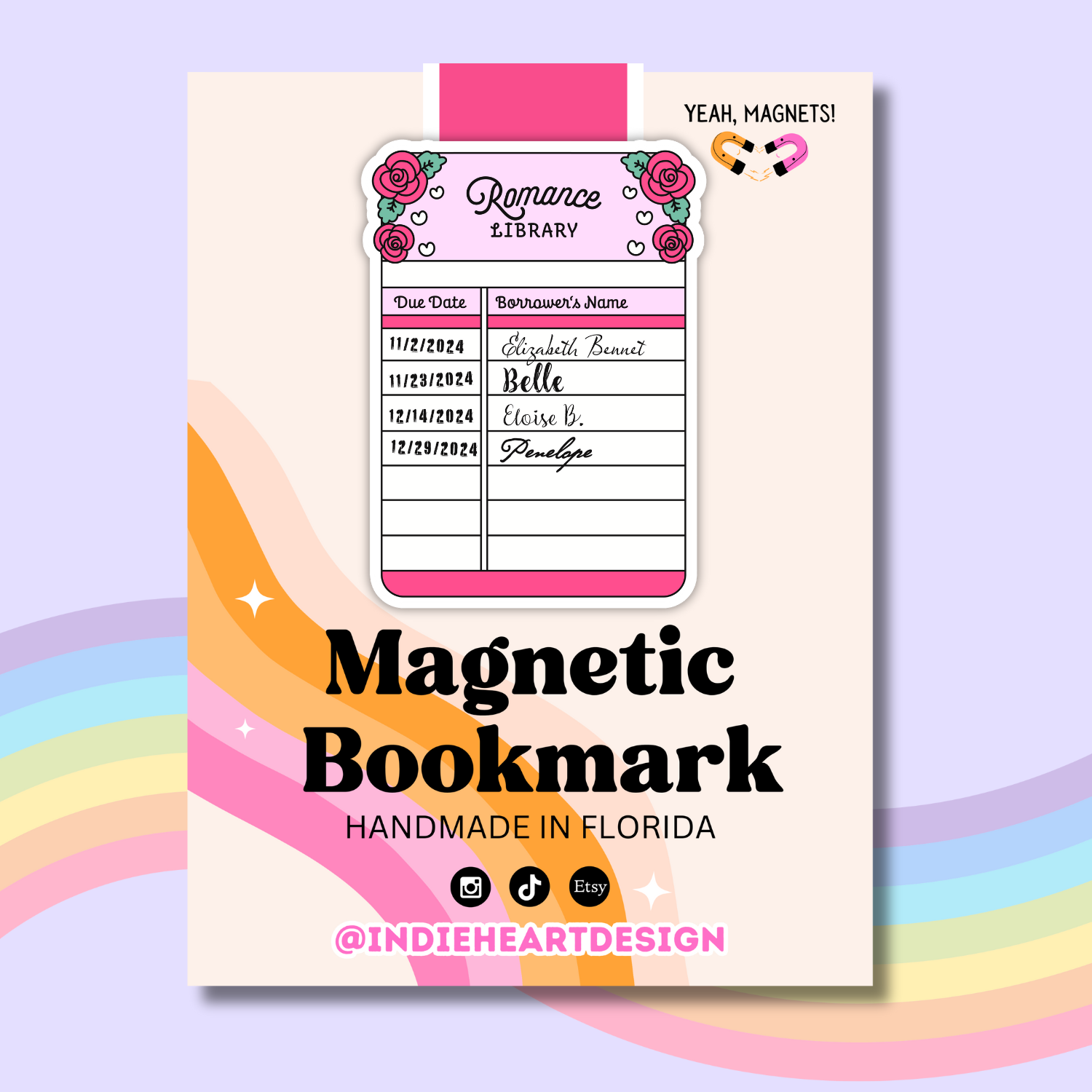 Romance Library Card Magnetic Bookmark