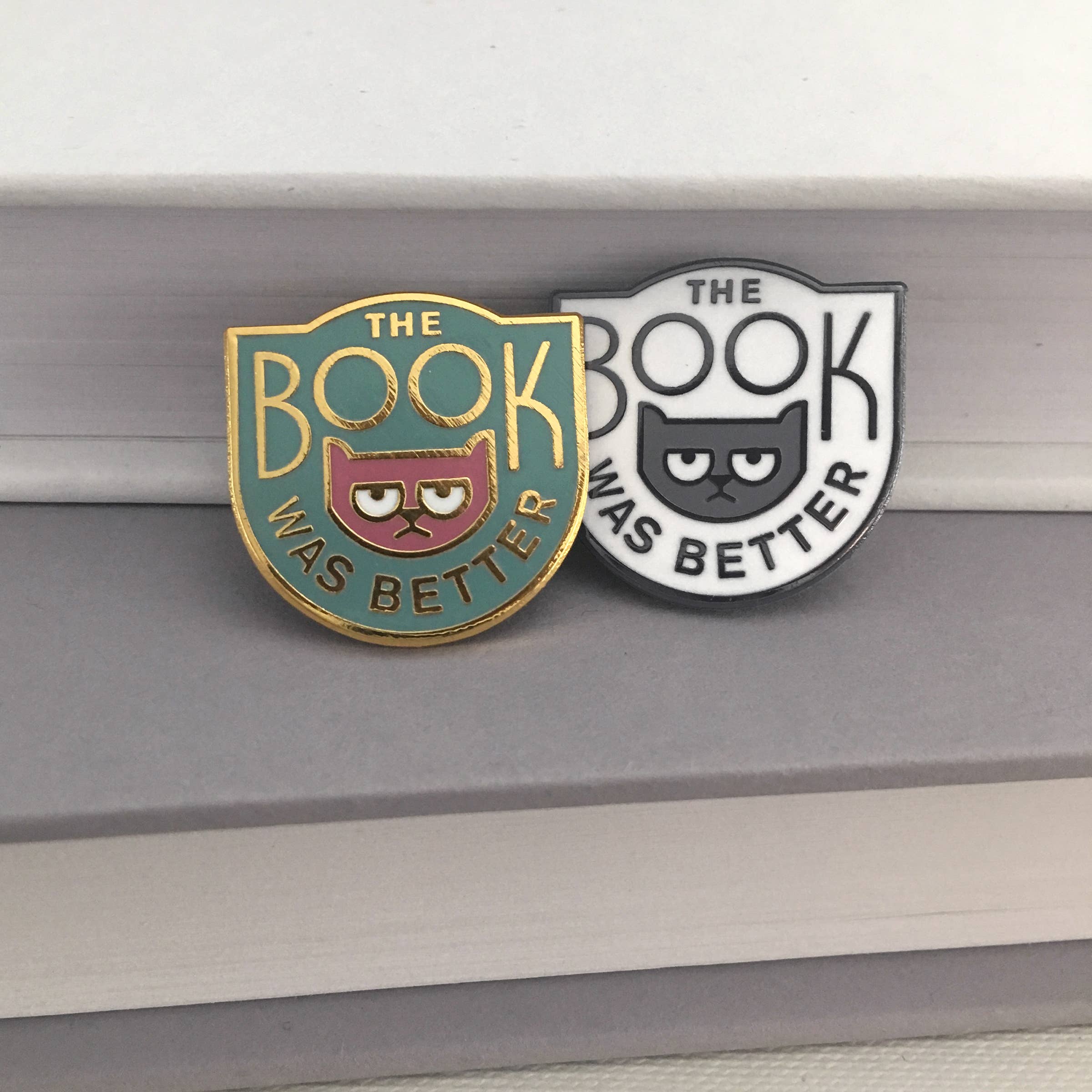 The Book Was Better enamel pin - book snob cat pin