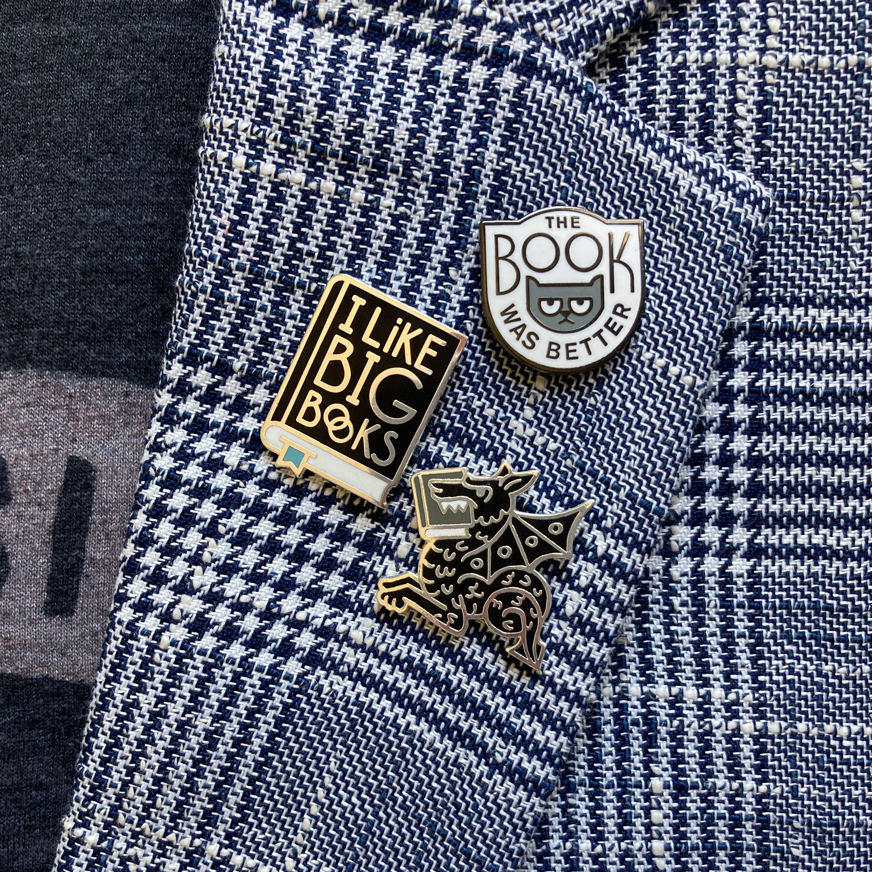 The Book Was Better enamel pin - book snob cat pin