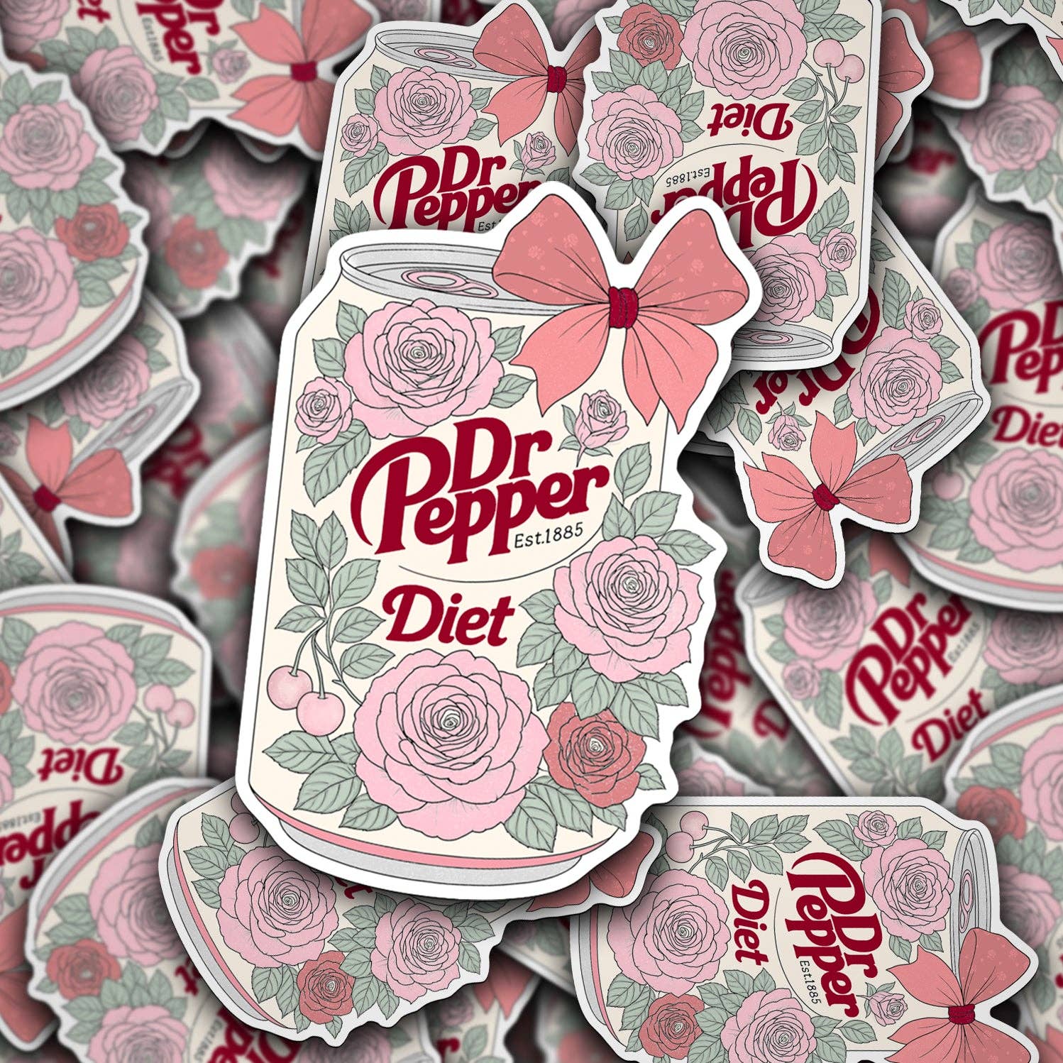 Vinyl Decal Diet Soda Floral