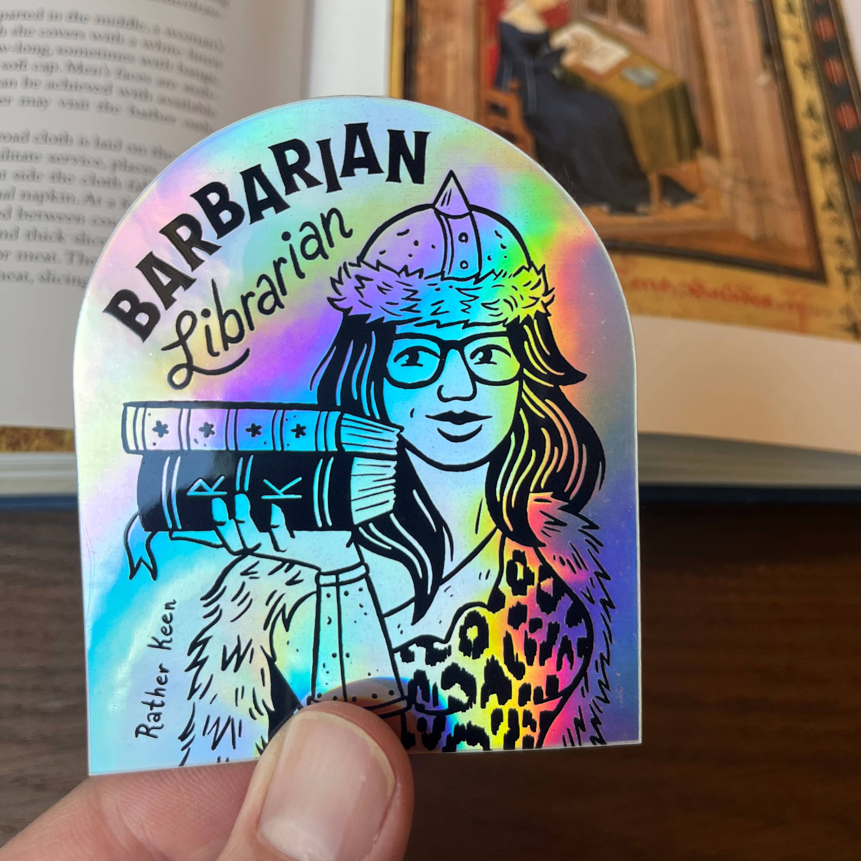 Barbarian Librarian vinyl sticker - Bookish Adventurer