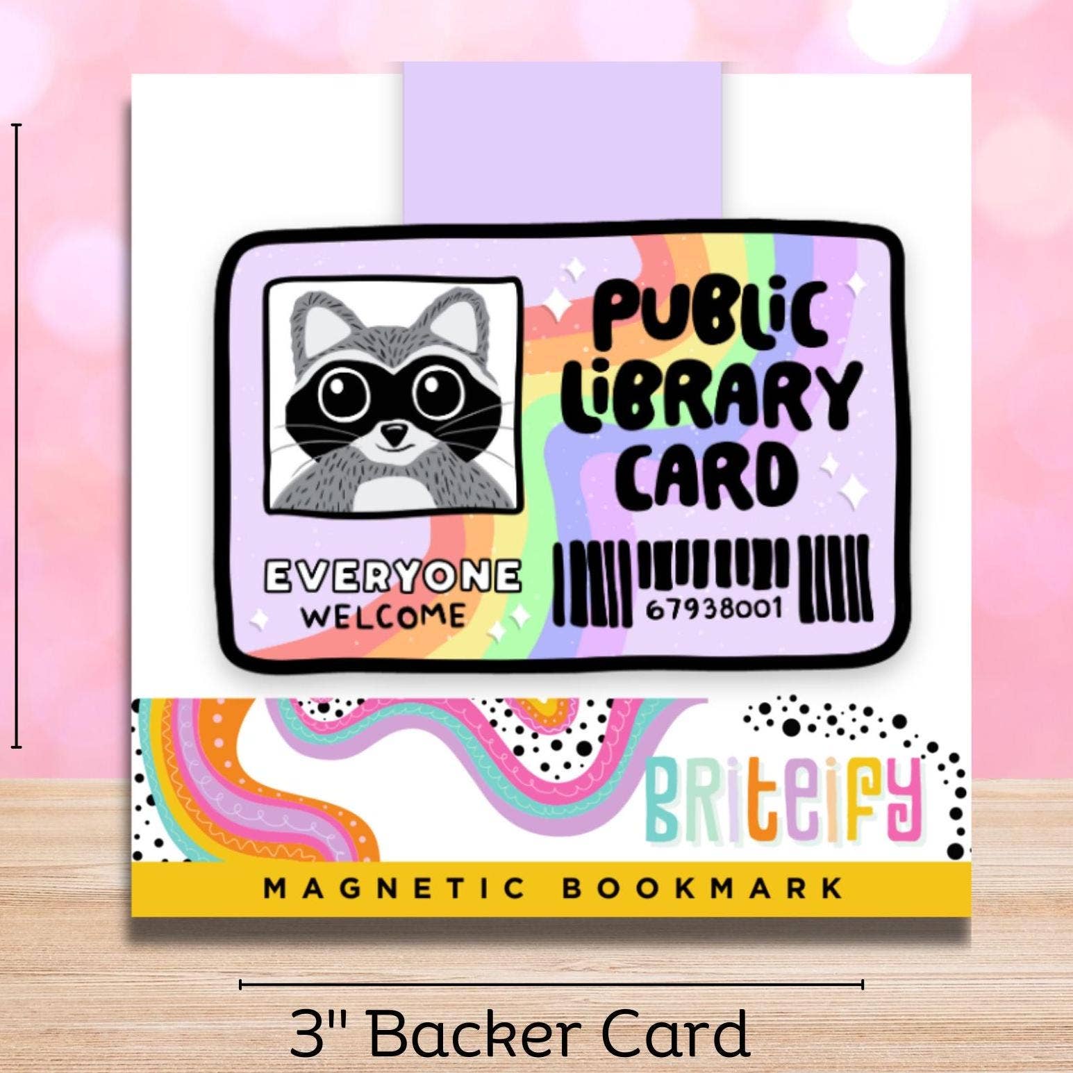 Raccoon Library Card Magnetic Bookmark: Book Lover Gift