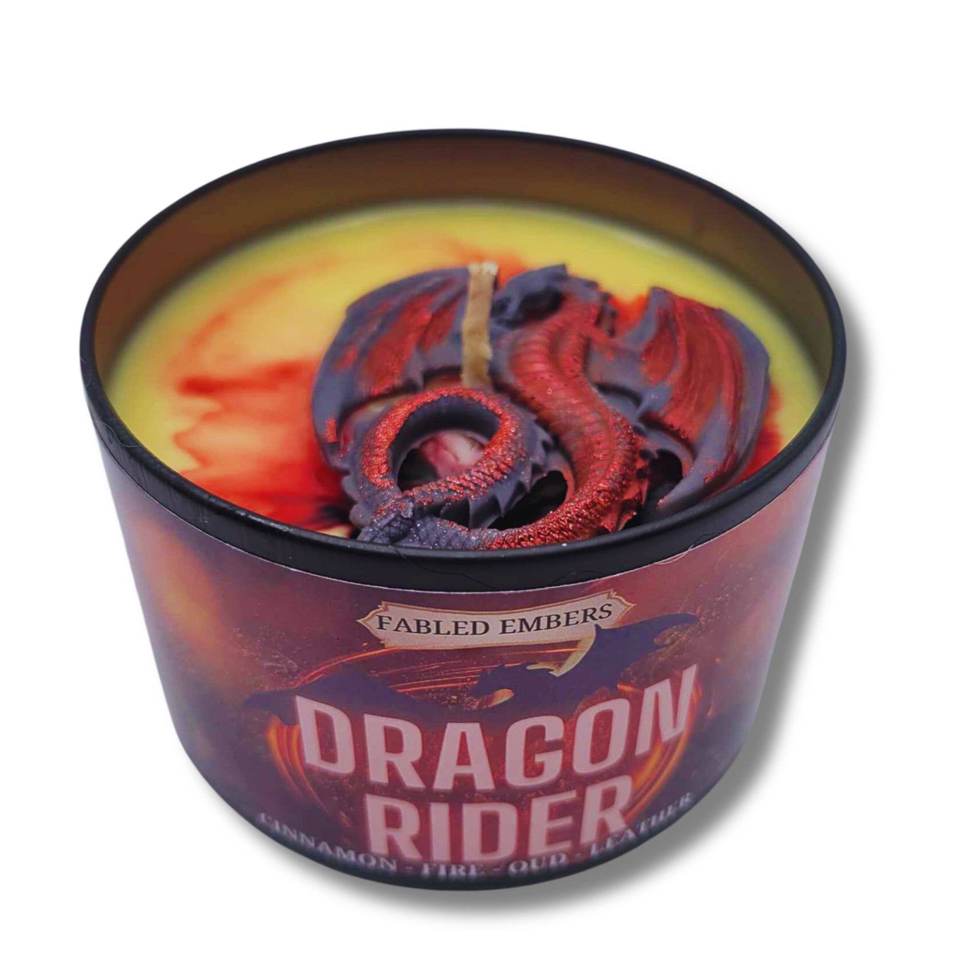 DRAGON RIDER Candle in BLACK TIN