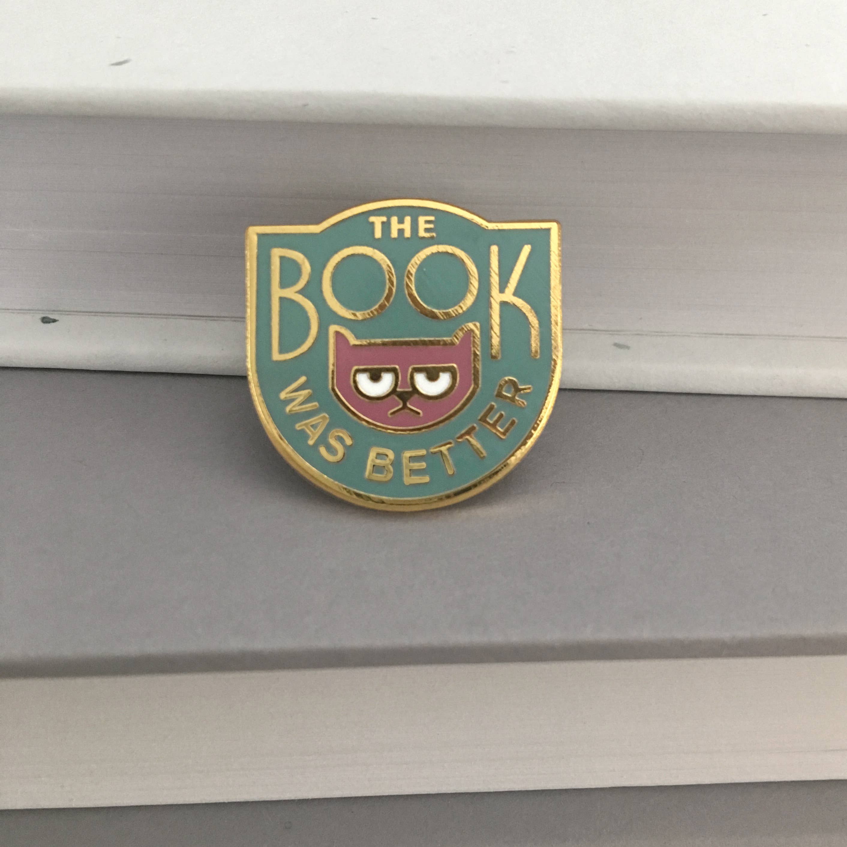 The Book Was Better enamel pin - book snob cat pin