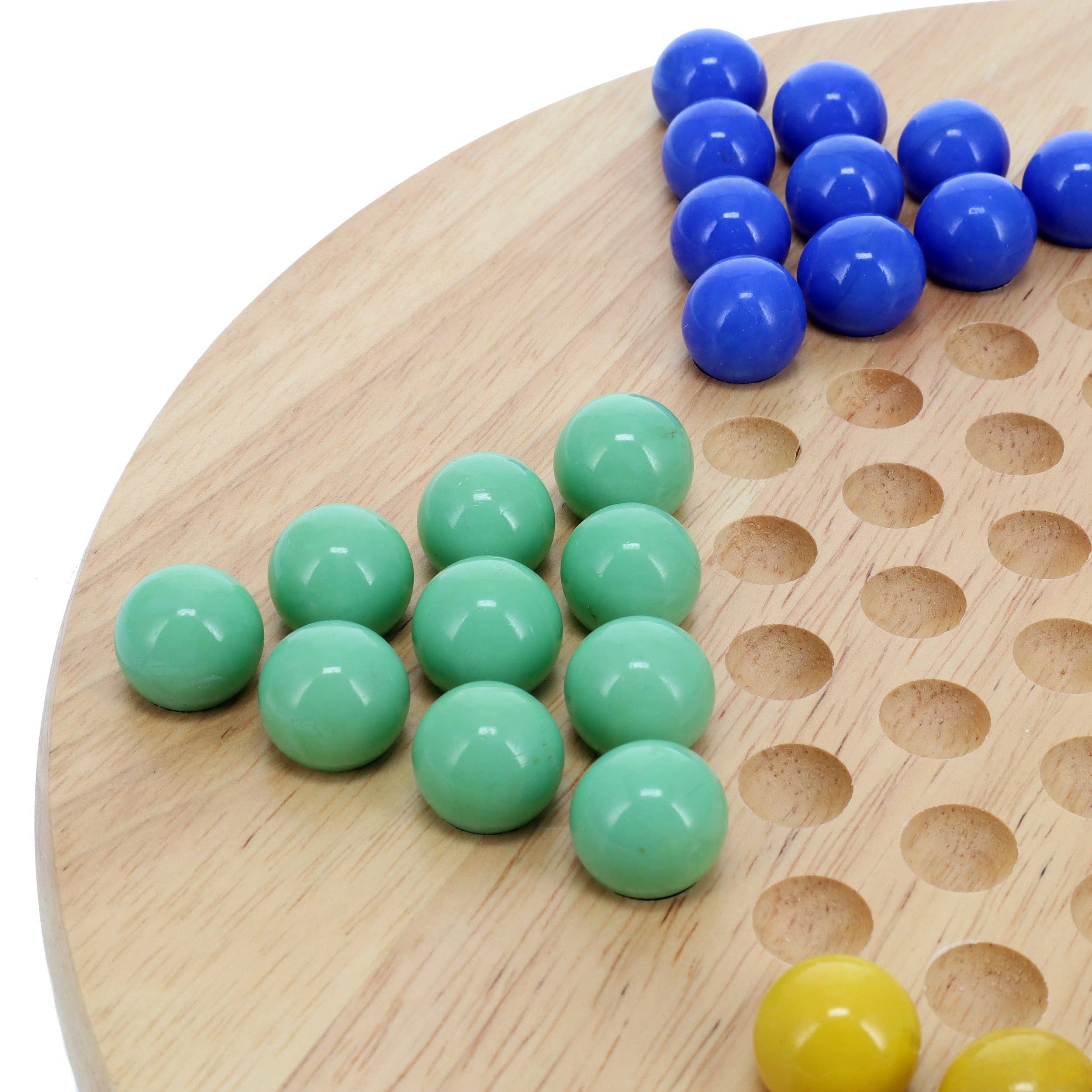 Wood Chinese Checkers Set with Glass Marbles - 11.5 Inch