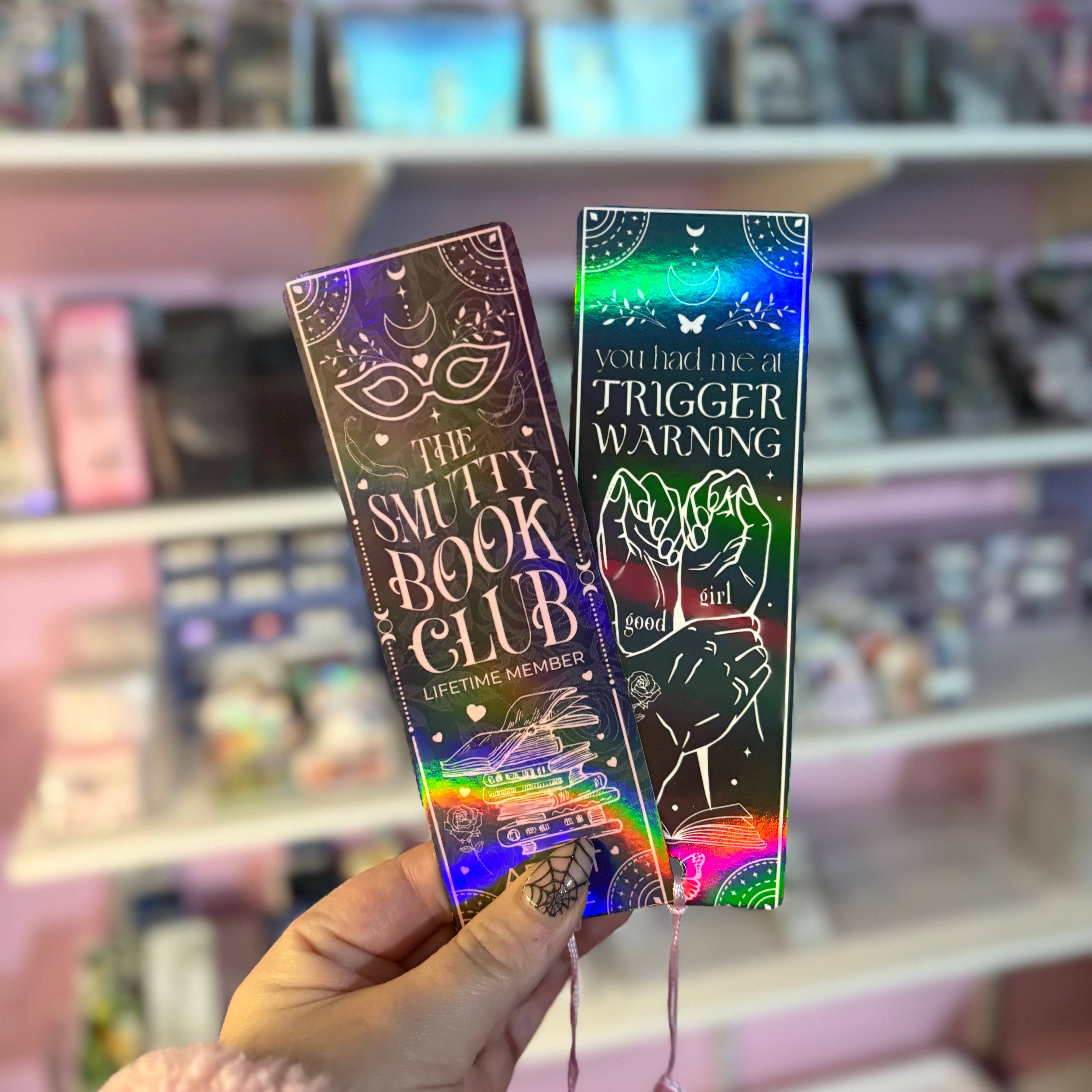 Smutty Book Club Dual-Sided Holographic Laminated Bookmark (pre-tasseled on bottom)