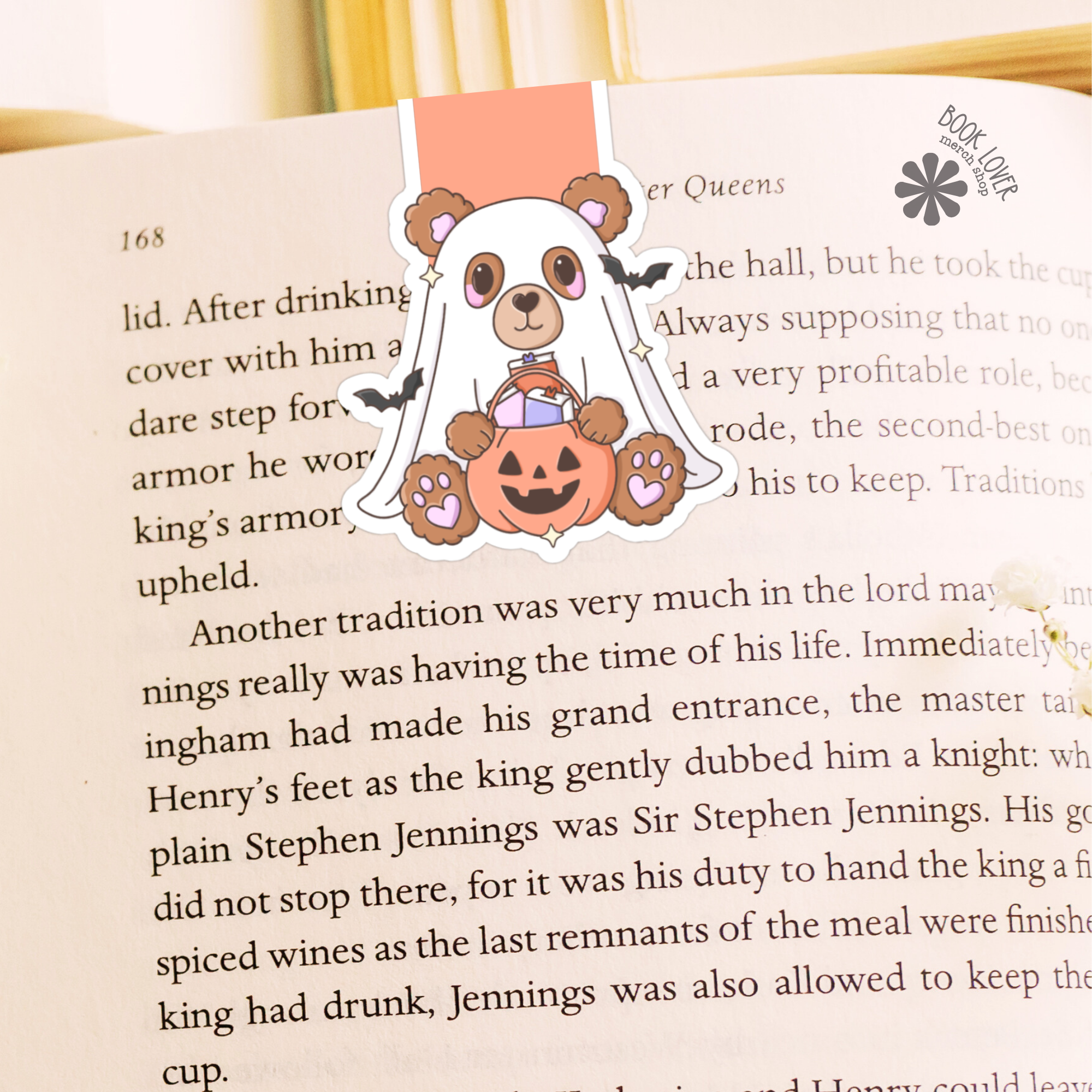 Bear Halloween Magnetic Bookmark / Ghost Bookish Bookmark