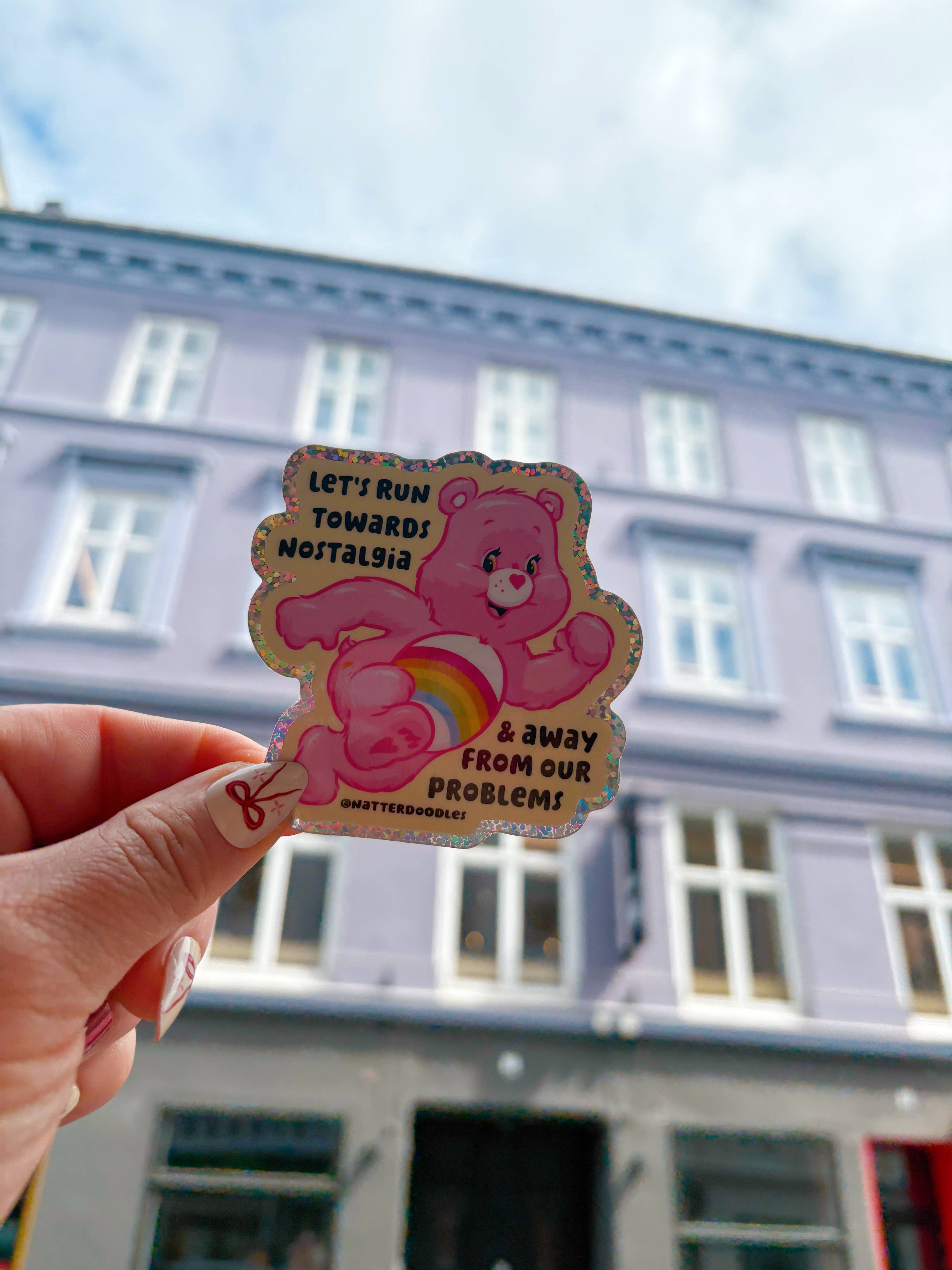 Let’s Run Towards Nostalgia Care Bear Sticker | Vinyl Decal