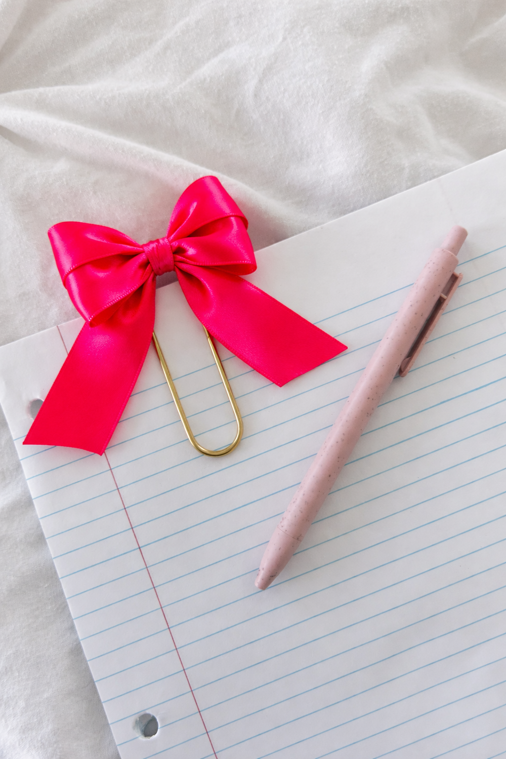 Satin Bow Bookmark - Valentines Day Gift - Hot Pink Coquette
