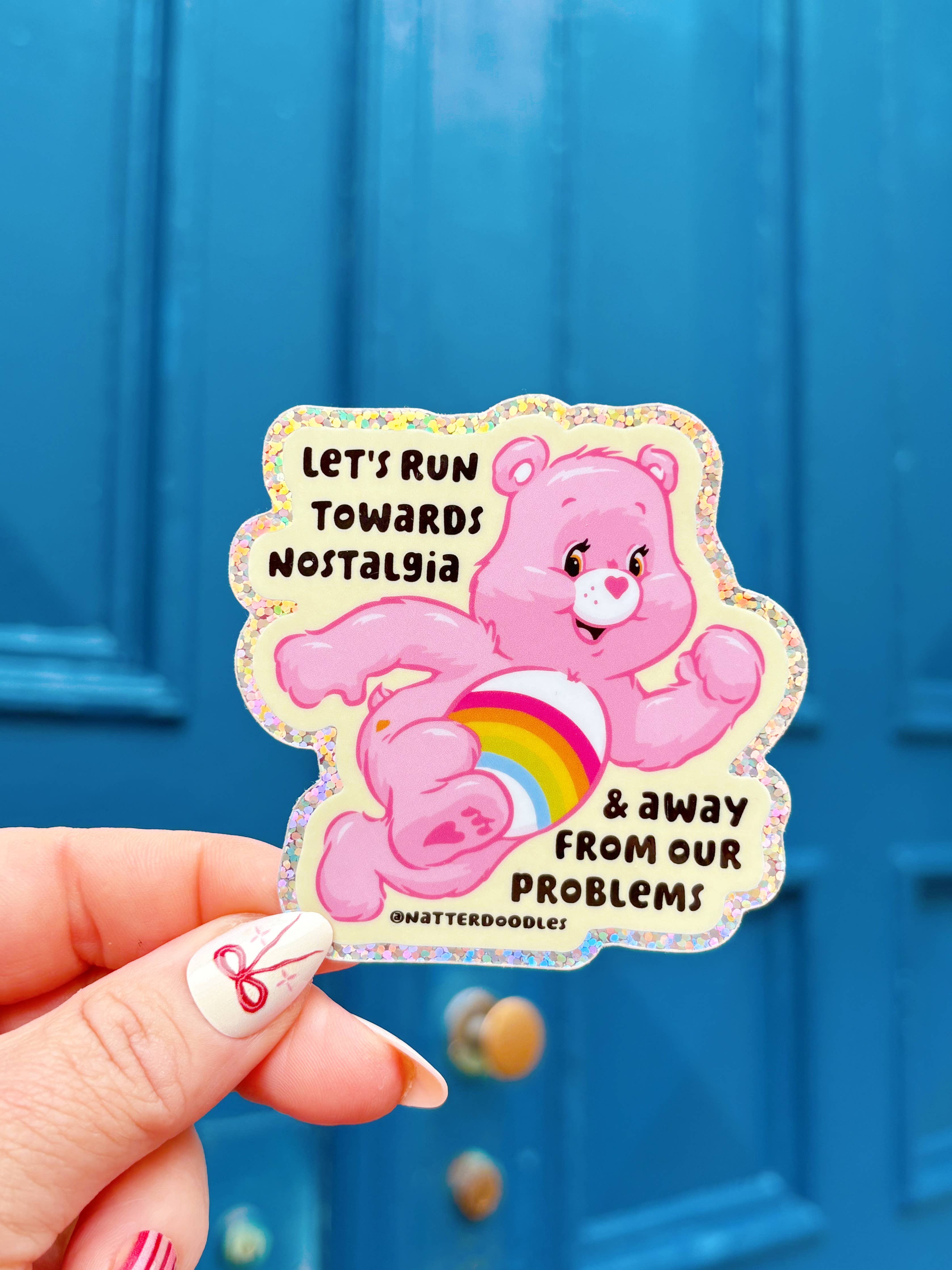 Let’s Run Towards Nostalgia Care Bear Sticker | Vinyl Decal