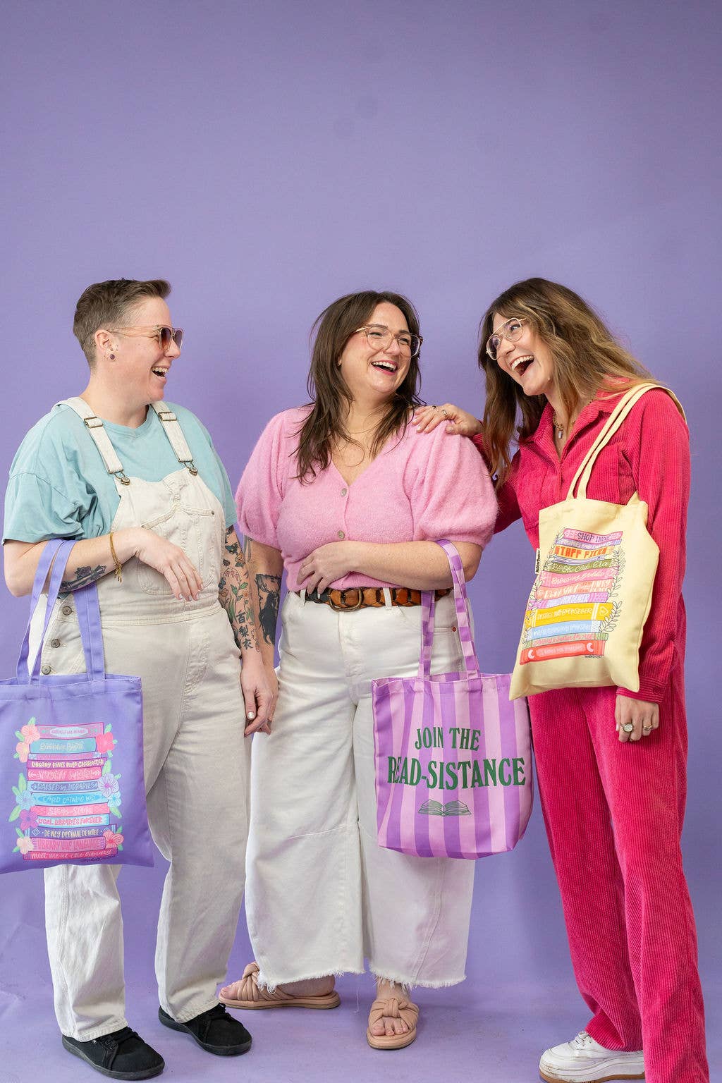 Join the Read-sistance Book Activism Purple Stripe Tote Bag