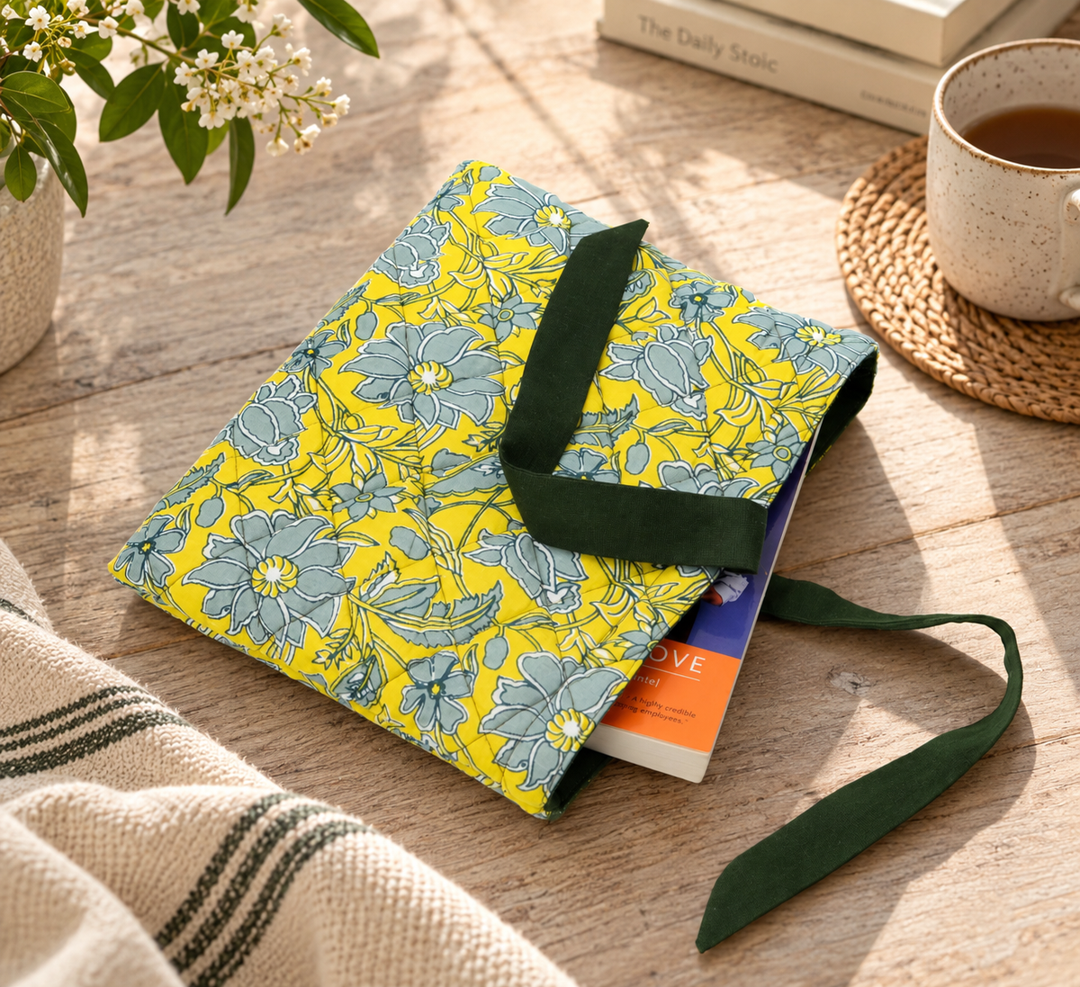 Book Cover | Quilted Book Sleeve | Cotton Book Cover