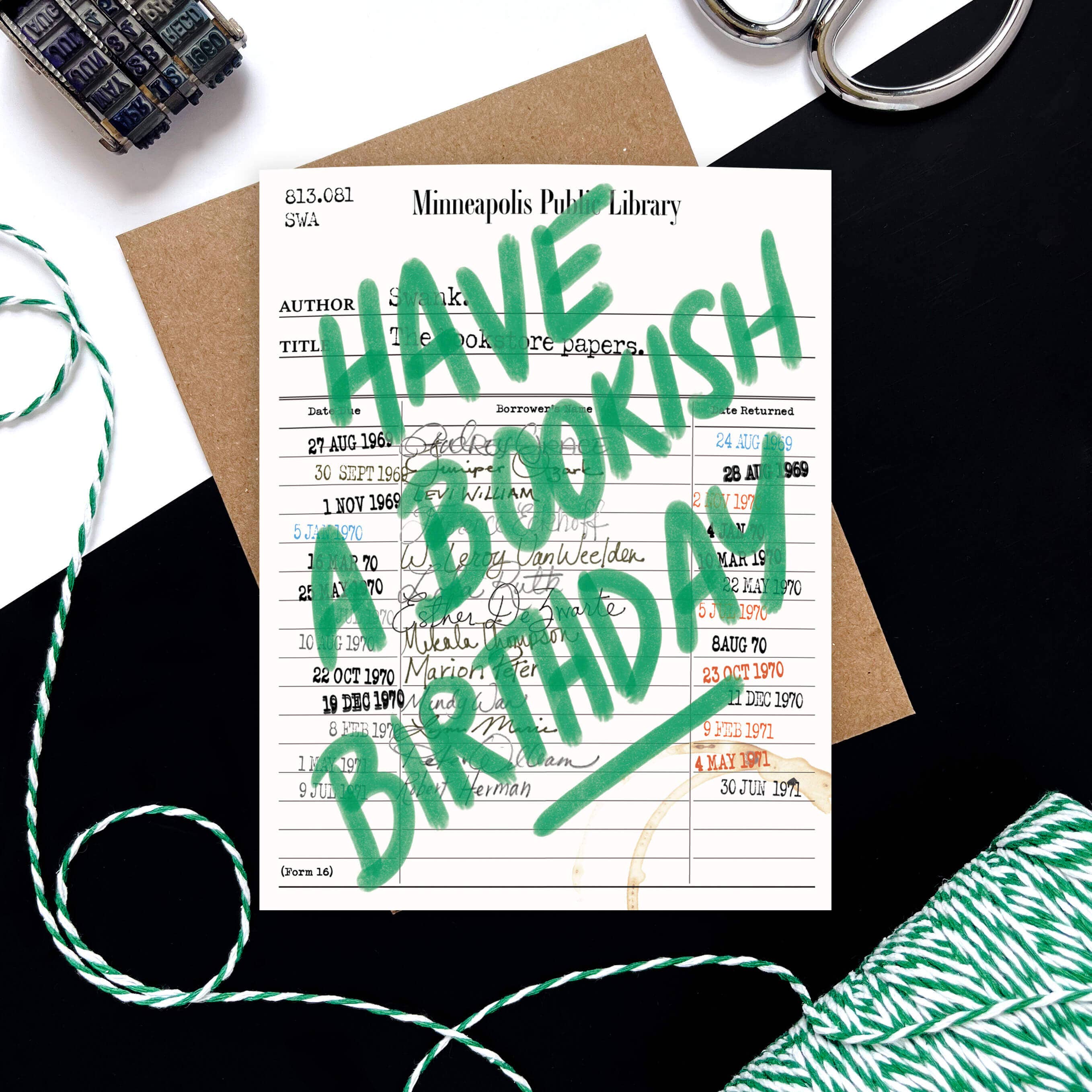 Library Card Bookish Birthday Card