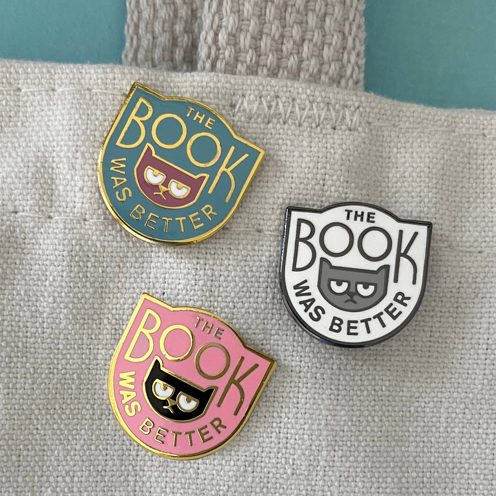 The Book Was Better enamel pin - book snob cat pin
