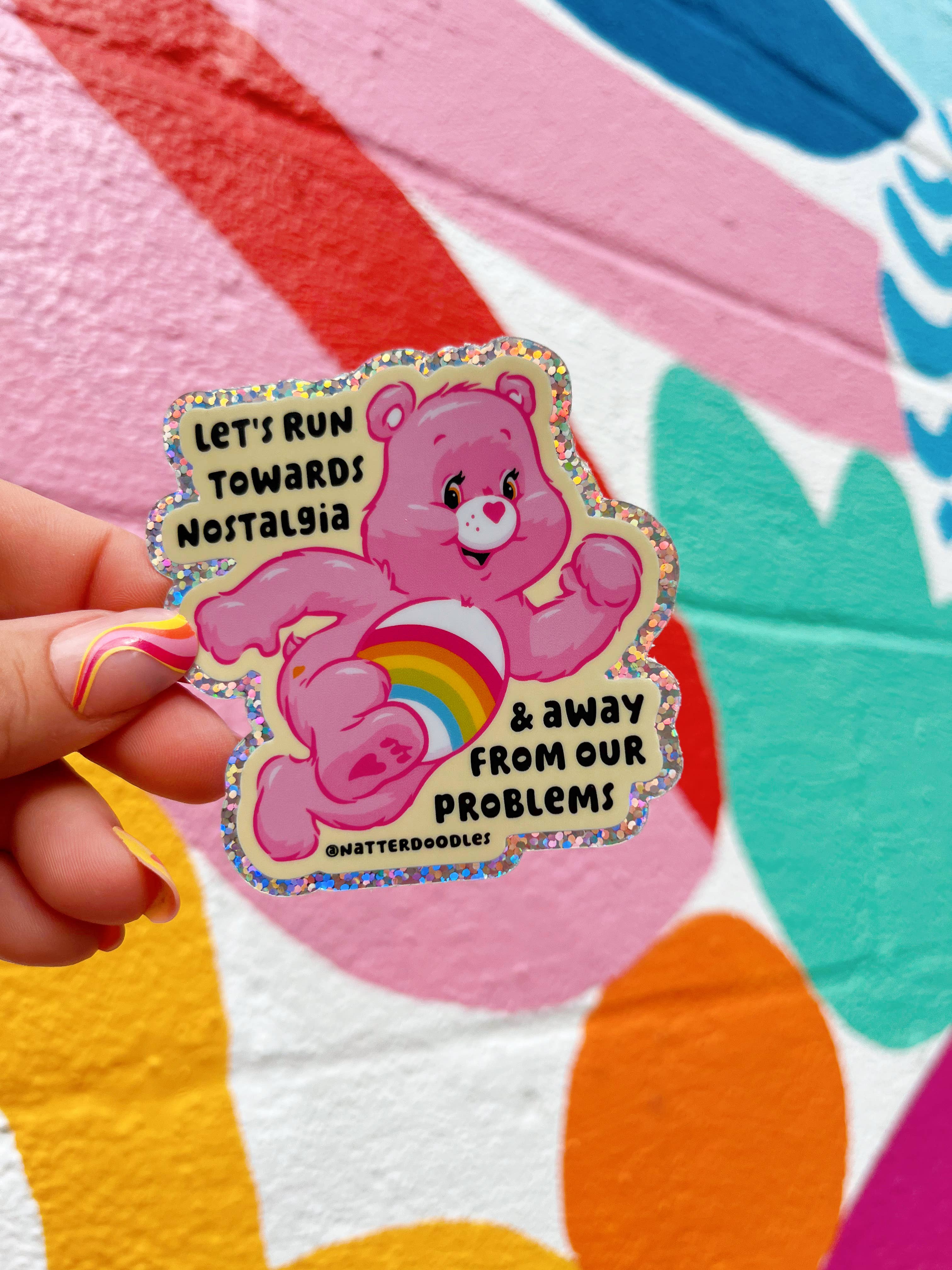 Let’s Run Towards Nostalgia Care Bear Sticker | Vinyl Decal