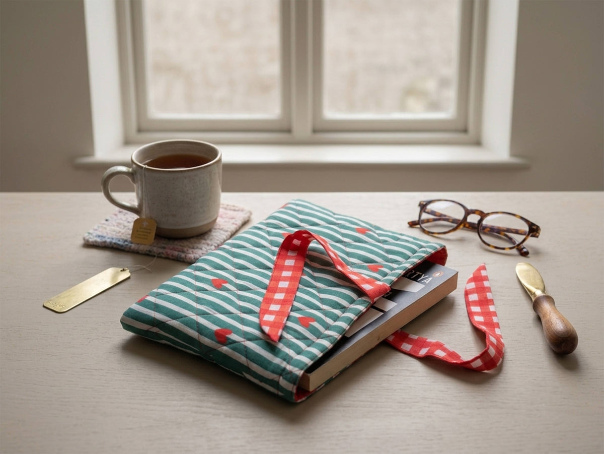 Book Cover | Quilted Book Sleeve | Cotton Book Cover