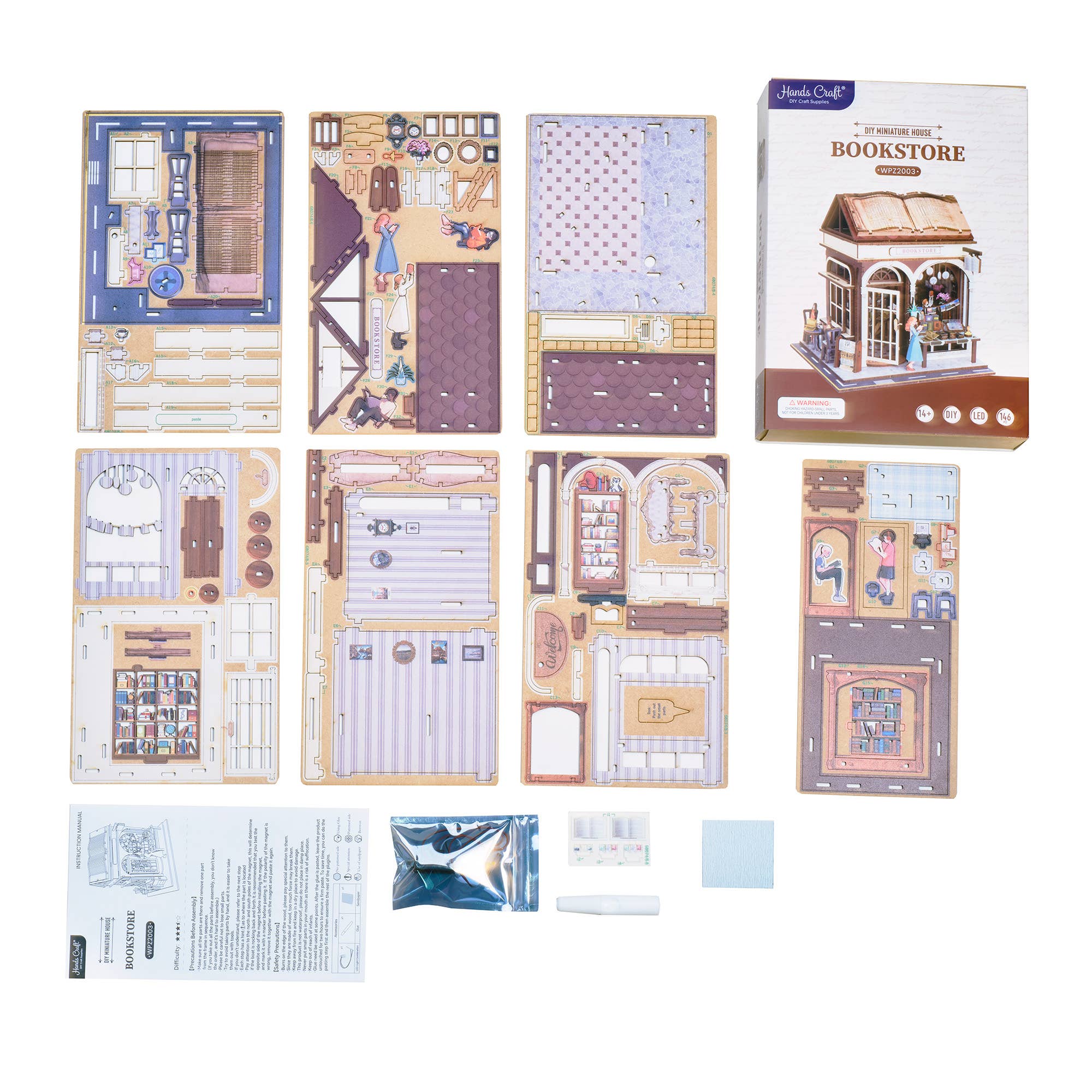 DIY Miniature House Kit: Bookstore