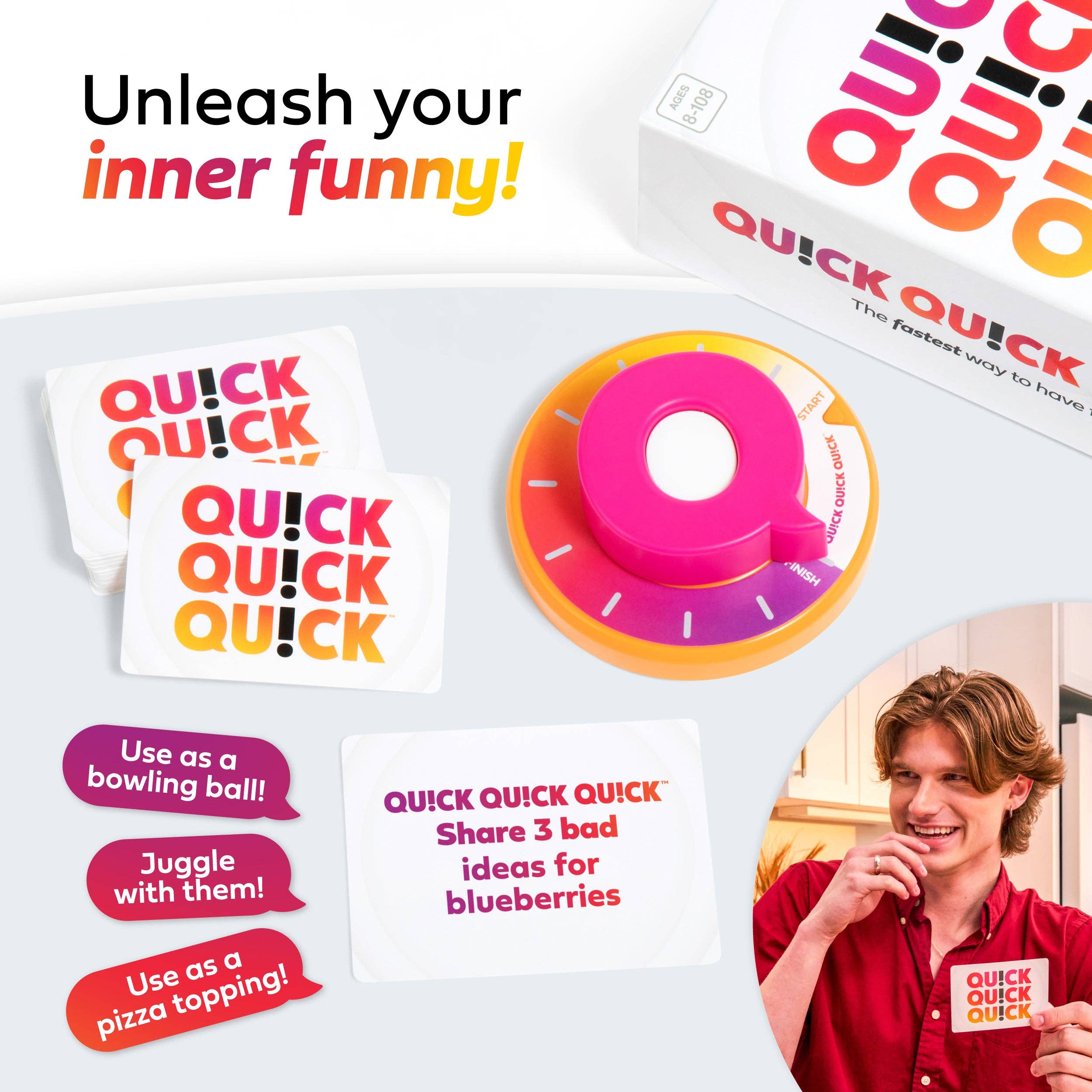 QUICK QUICK QUICK, Party Game for kids and adults ages 8+