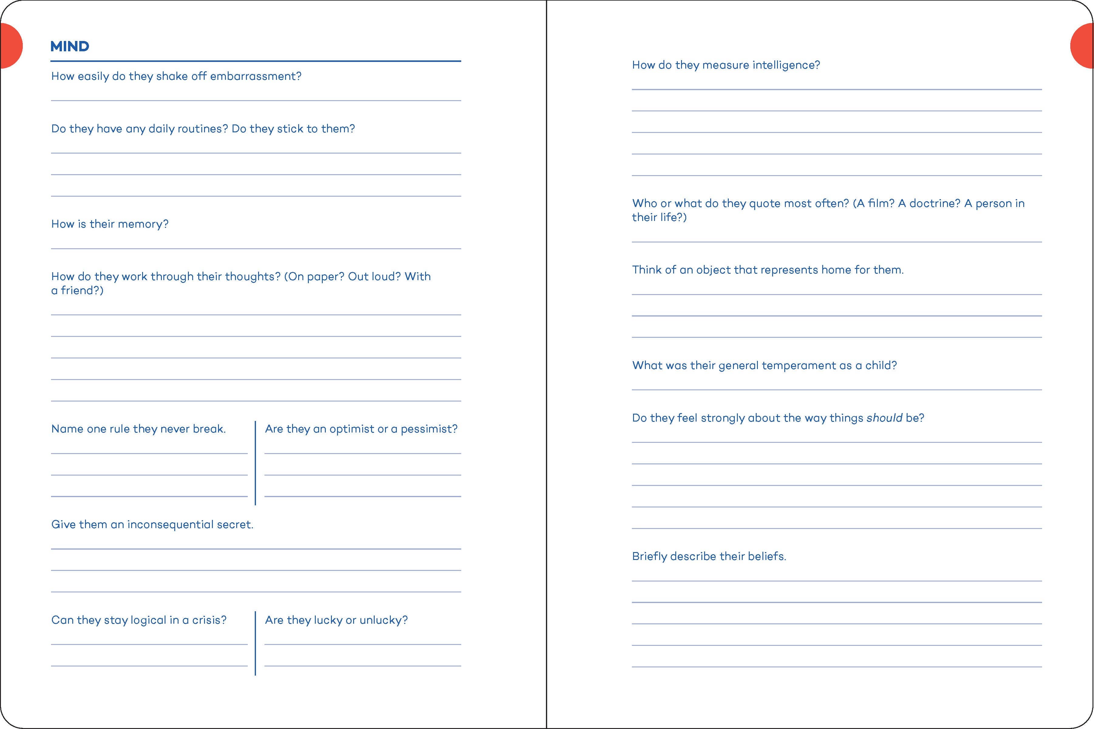 A Writer's Journal for Creating Characters: Quick Prompts for Novelists, Screenwriters, Playwrights, Roleplayers & Storytellers: Quick Prompts for Novelists, Screenwriters, Playwrights, Roleplayers & Storytellers