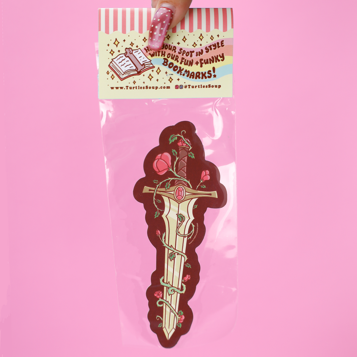 Fantasy Sword and Roses Reading Gift Bookmark