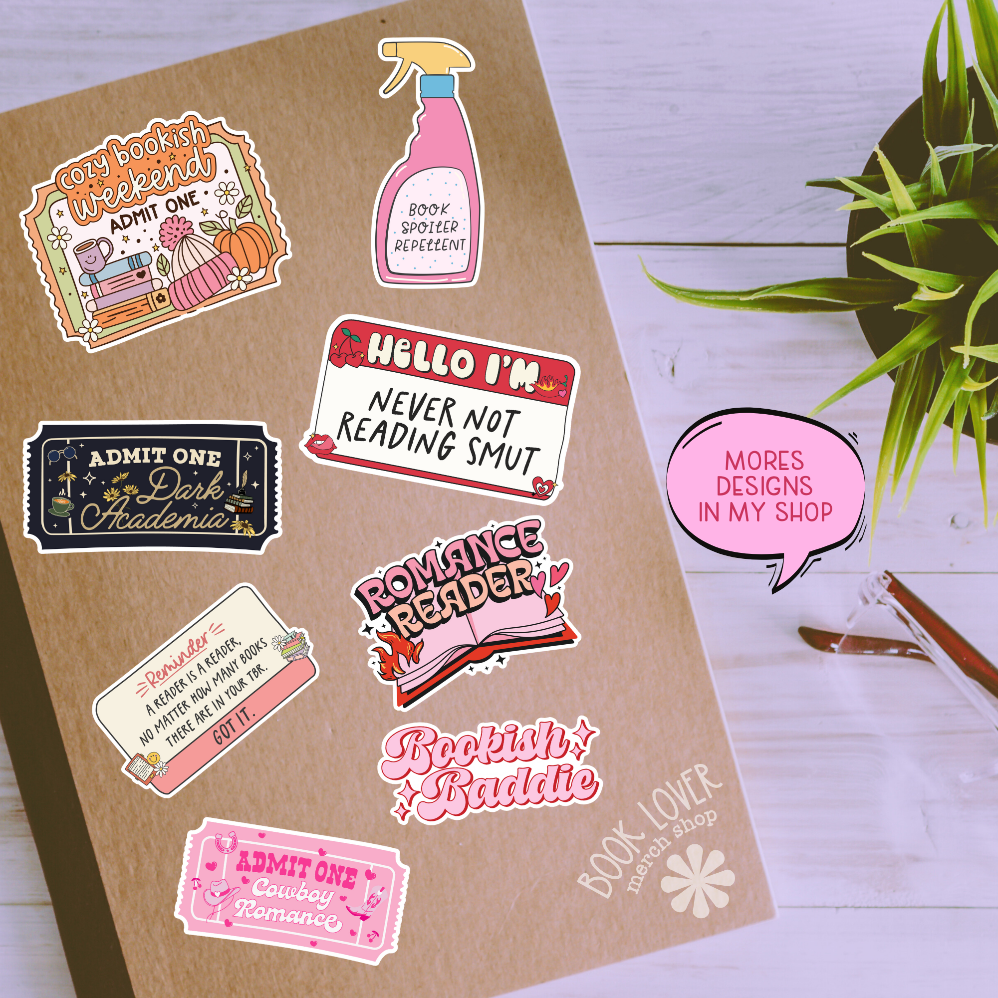 My Super Hot Boyfriend Lives In Here Stickers / Bookish
