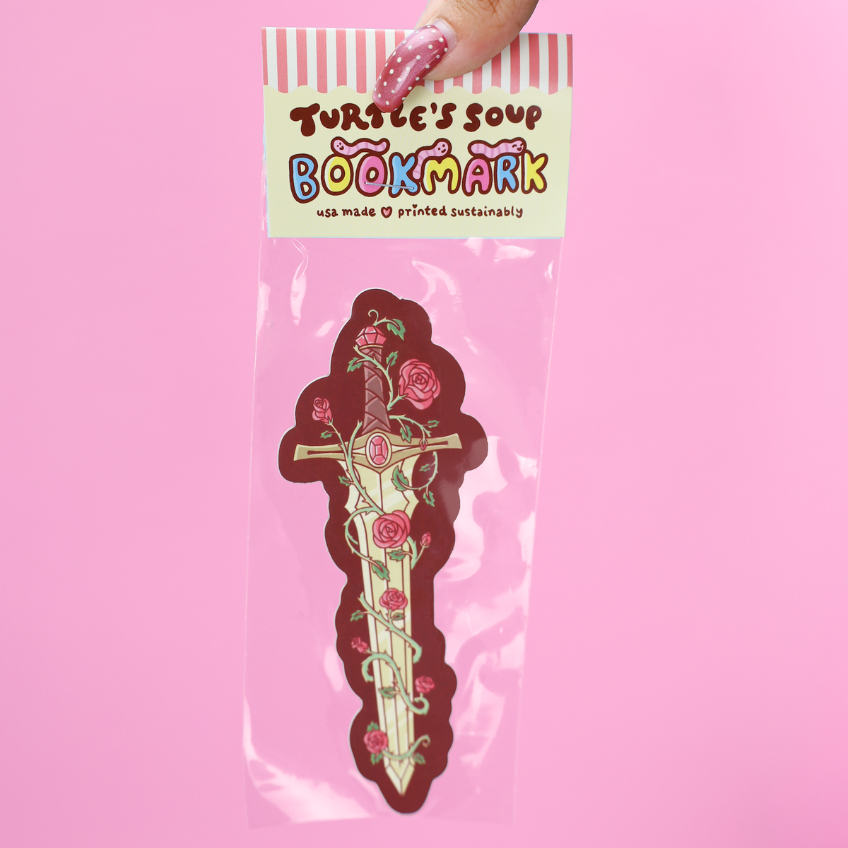 Fantasy Sword and Roses Reading Gift Bookmark