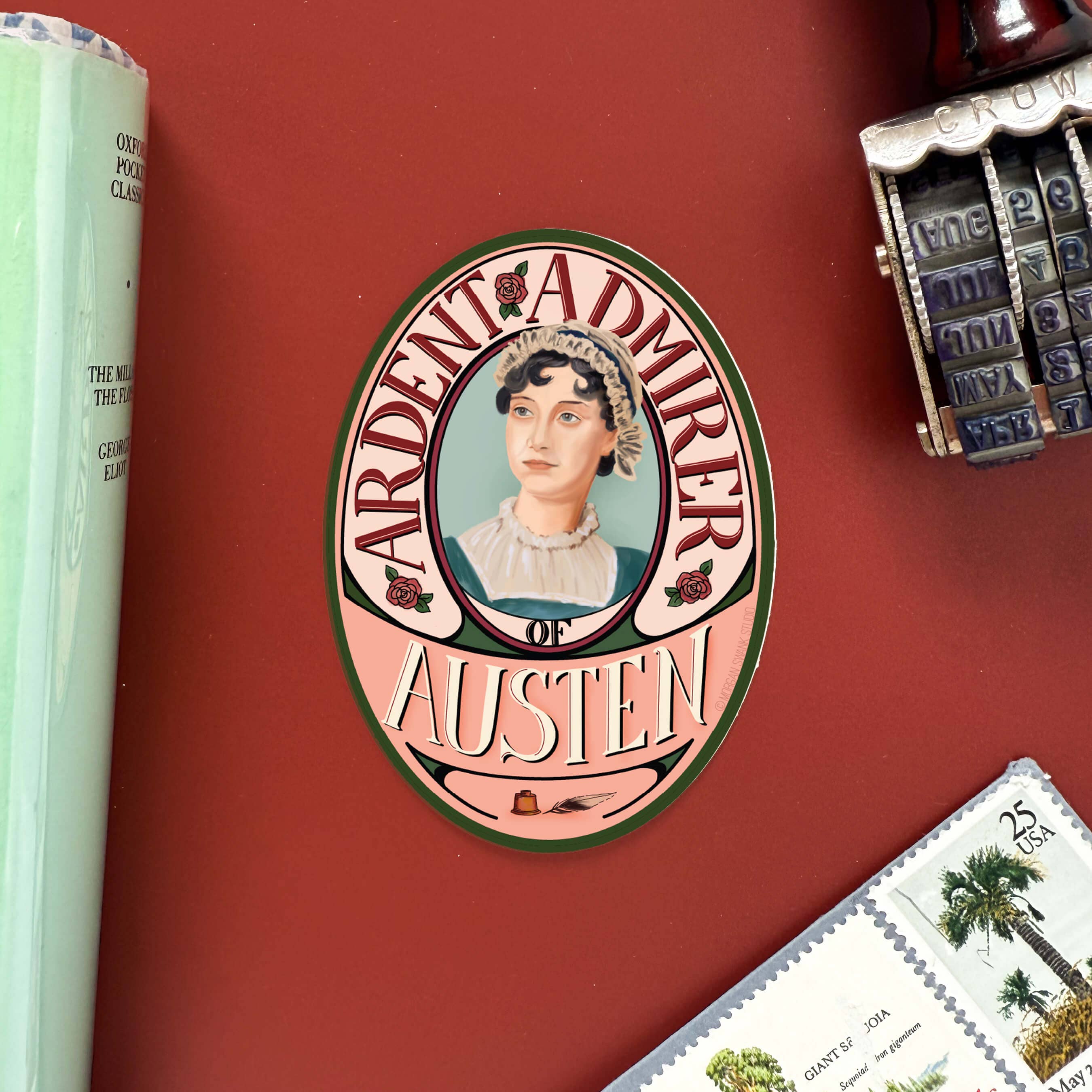 Austen Book Author Cameo Sticker