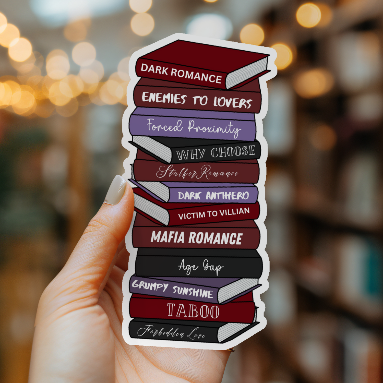 Dark Romance Book Stack Bookmark | Soft Matte Laminated
