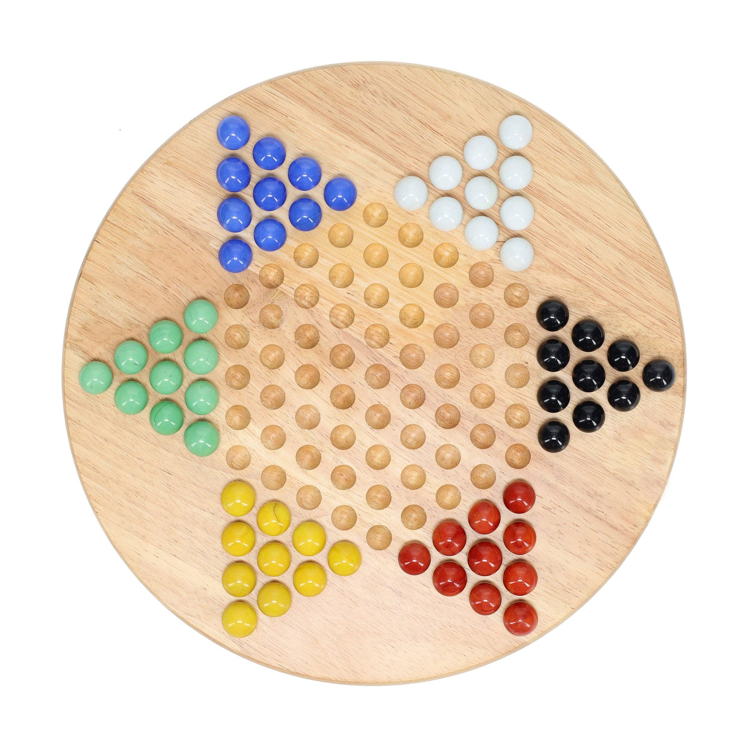 Wood Chinese Checkers Set with Glass Marbles - 11.5 Inch