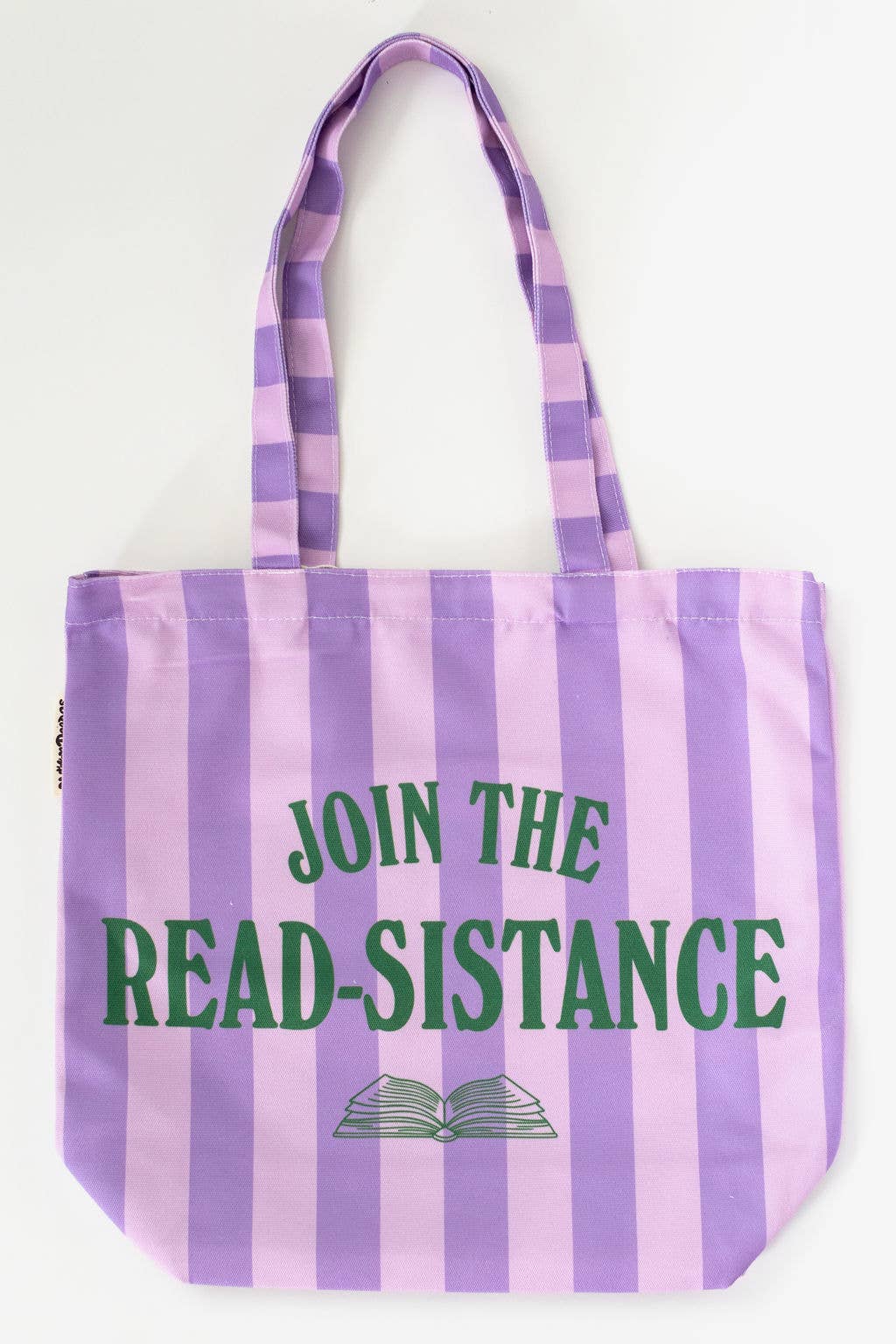 Join the Read-sistance Book Activism Purple Stripe Tote Bag