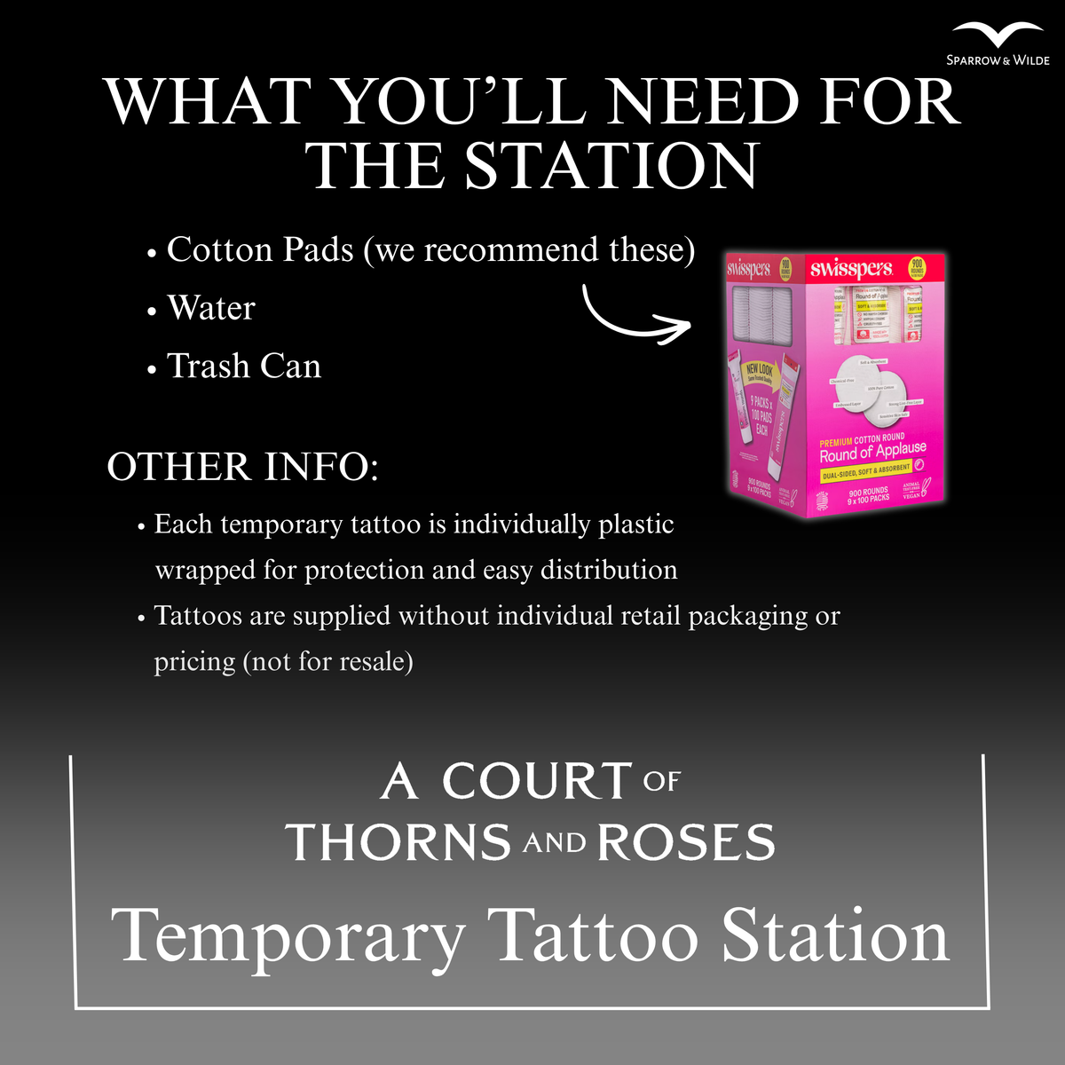 ACOTAR Release Party Temporary Tattoo Station - Set of 50