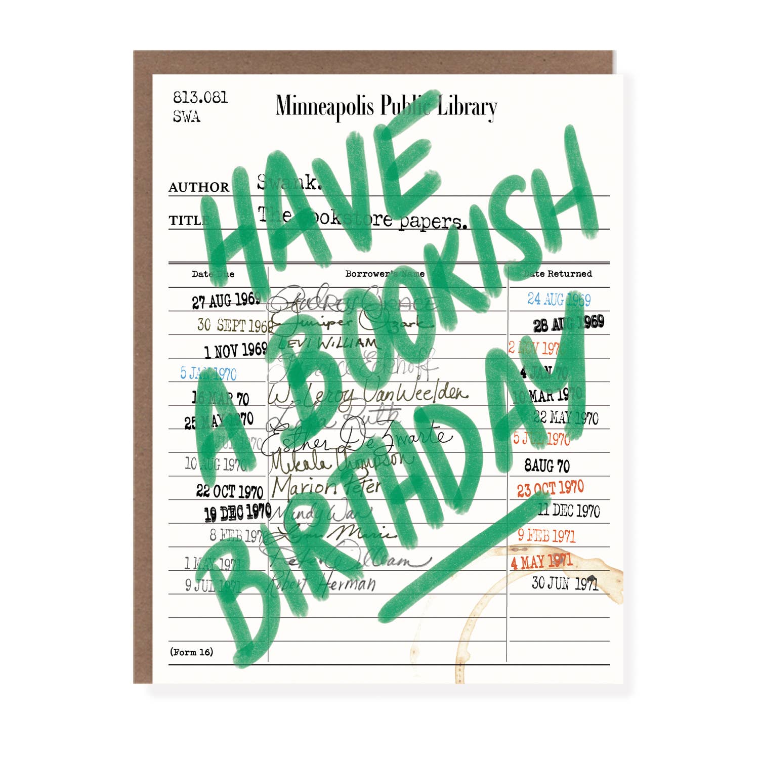 Library Card Bookish Birthday Card