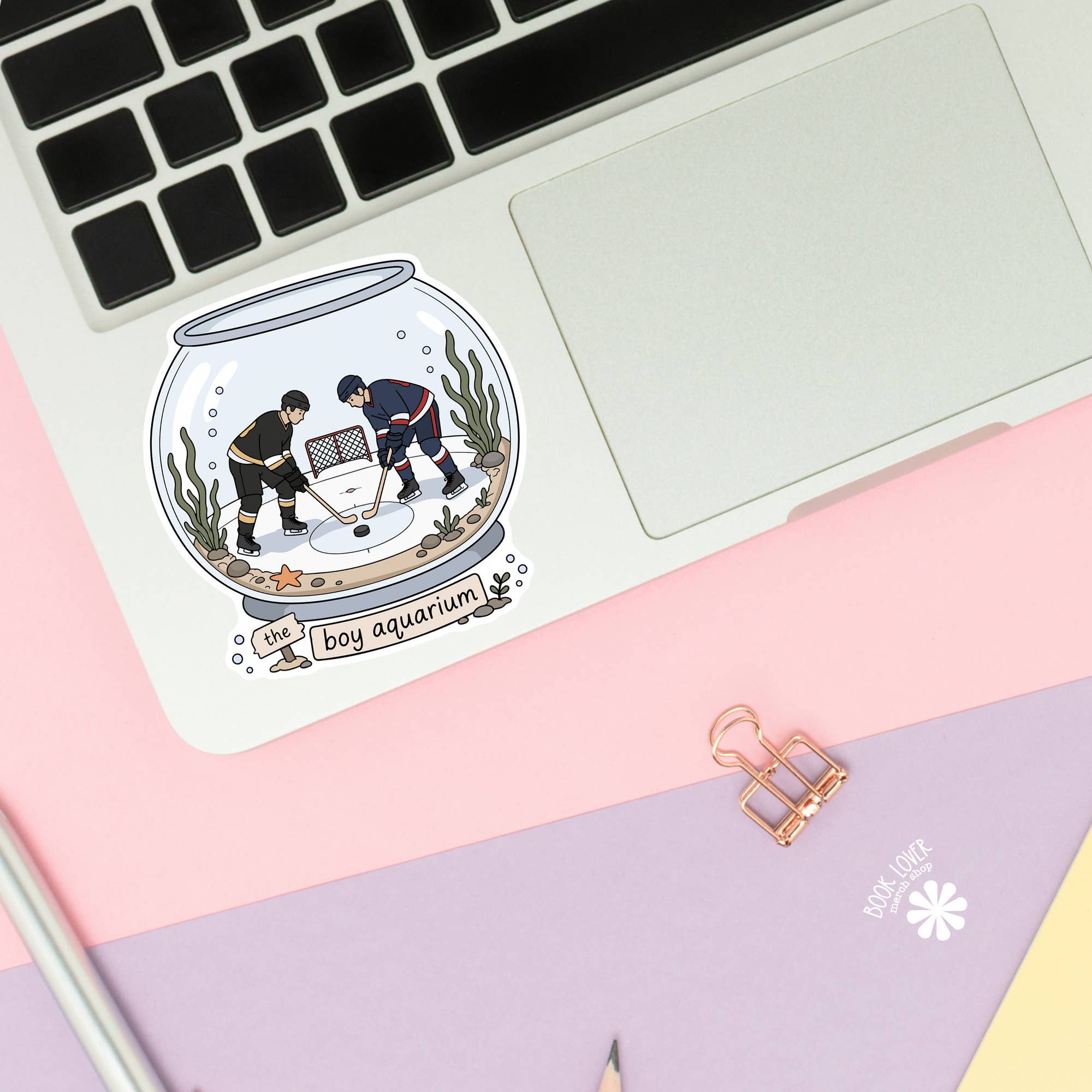 Boy Aquarium Sticker / Funny Hockey Romance Sticker