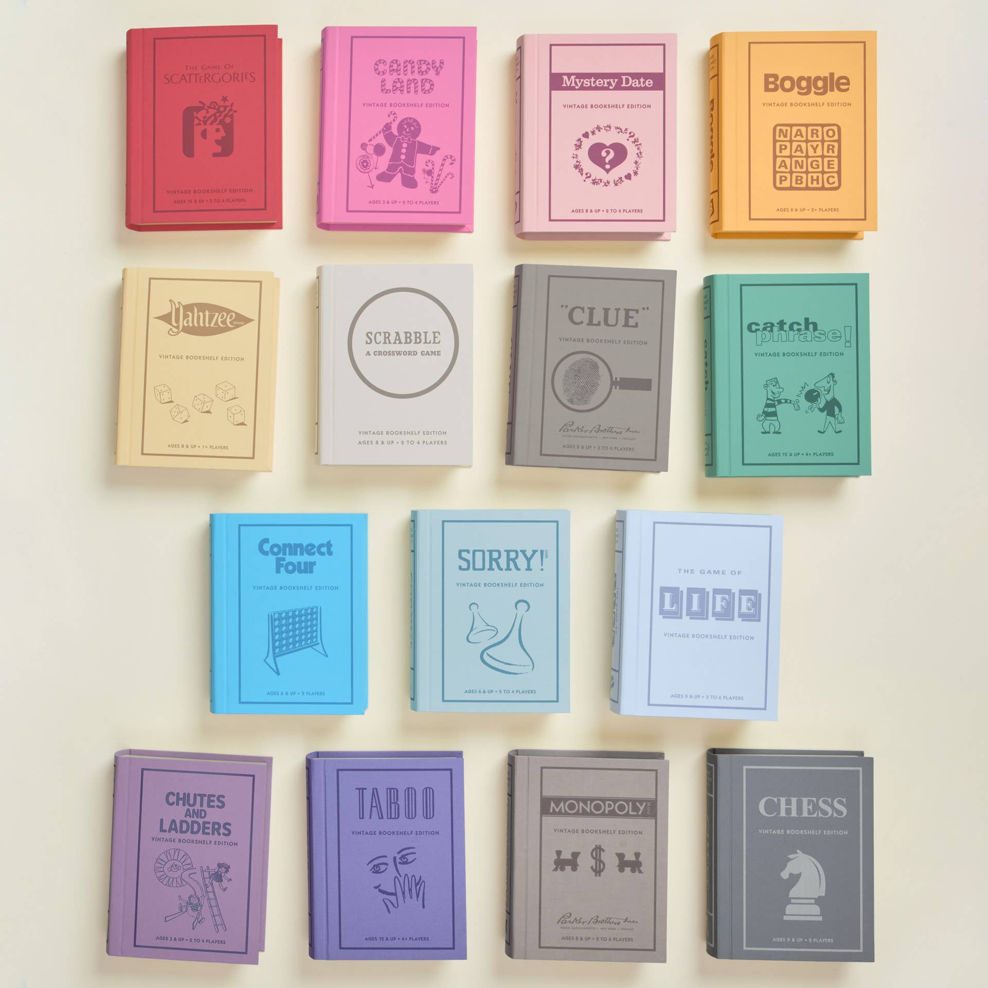 15-Pack Vintage Bookshelf Assortment of Classic Board Games