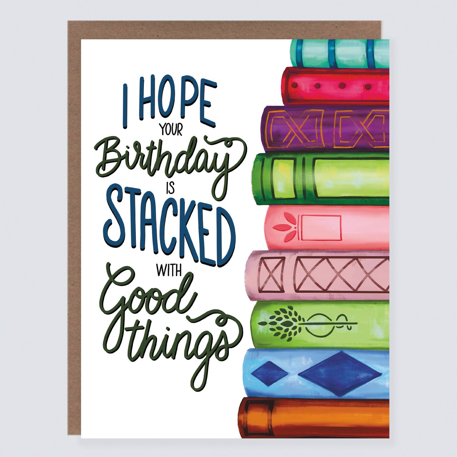 Stacked with Good Things Book Birthday Card