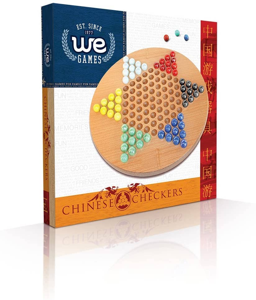 Wood Chinese Checkers Set with Glass Marbles - 11.5 Inch