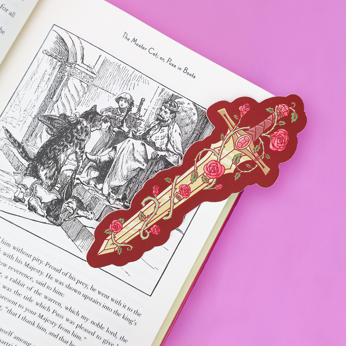 Fantasy Sword and Roses Reading Gift Bookmark