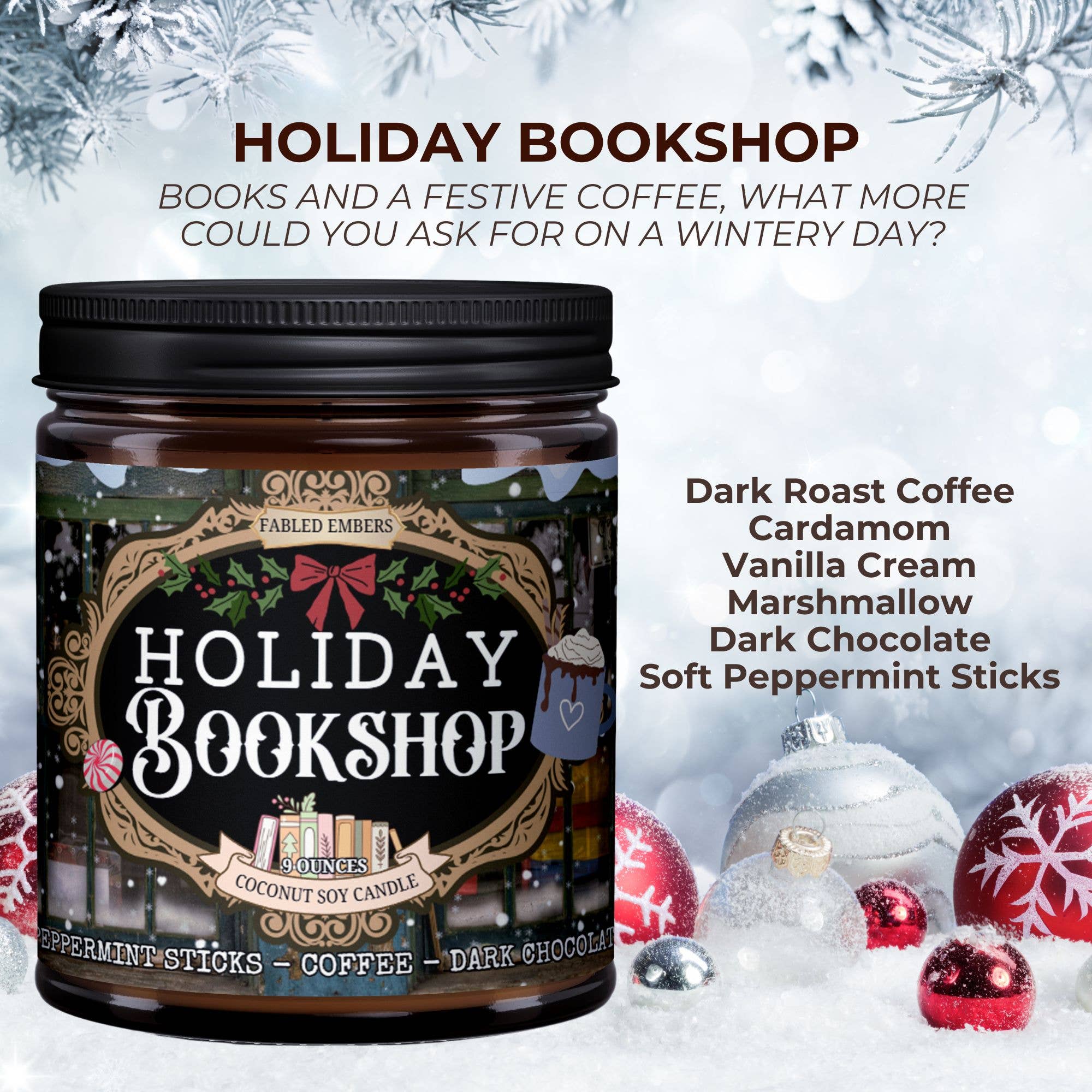 WINTER - HOLIDAY BOOKSHOP | Peppermint + Mocha | Candle