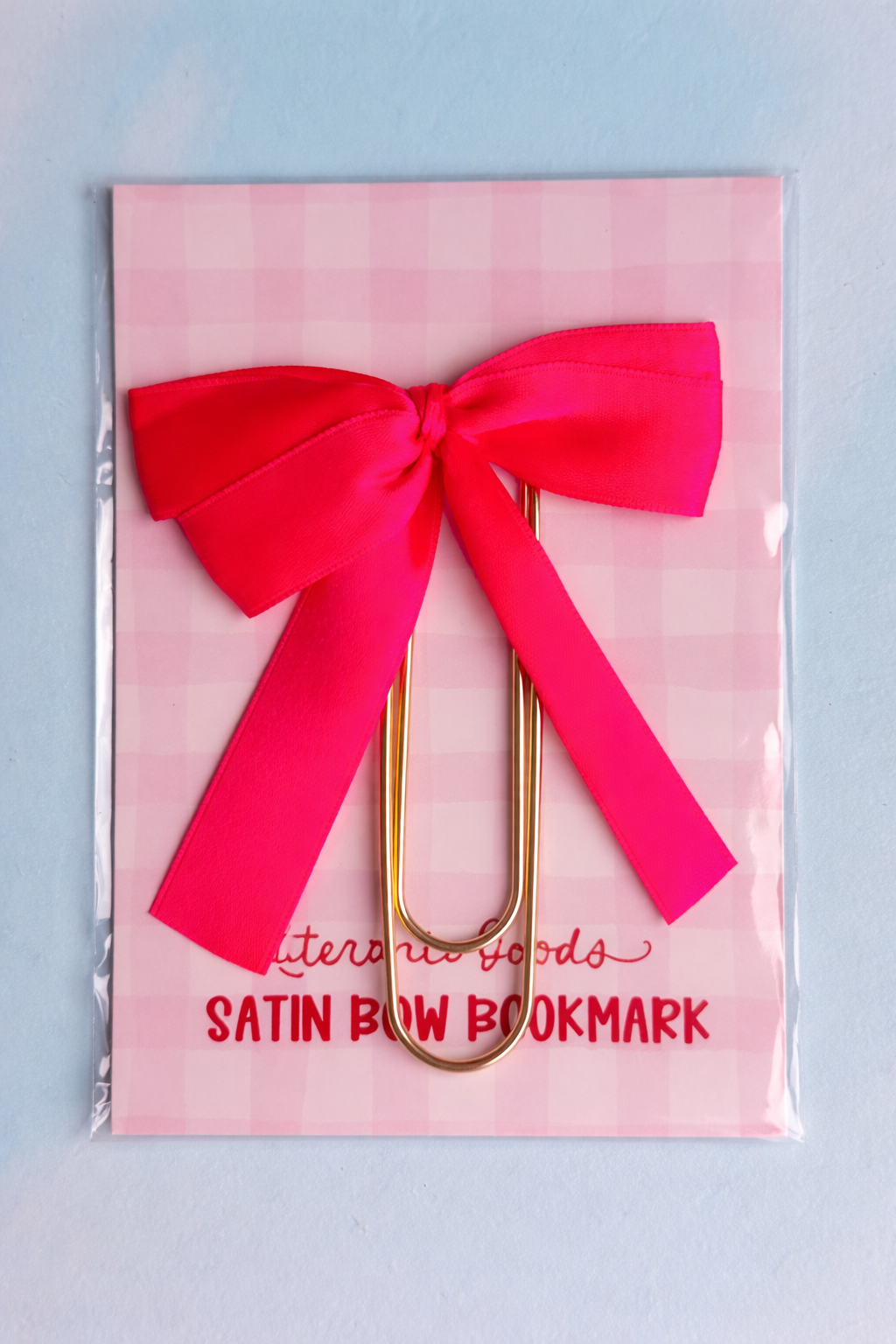 Satin Bow Bookmark - Valentines Day Gift - Hot Pink Coquette