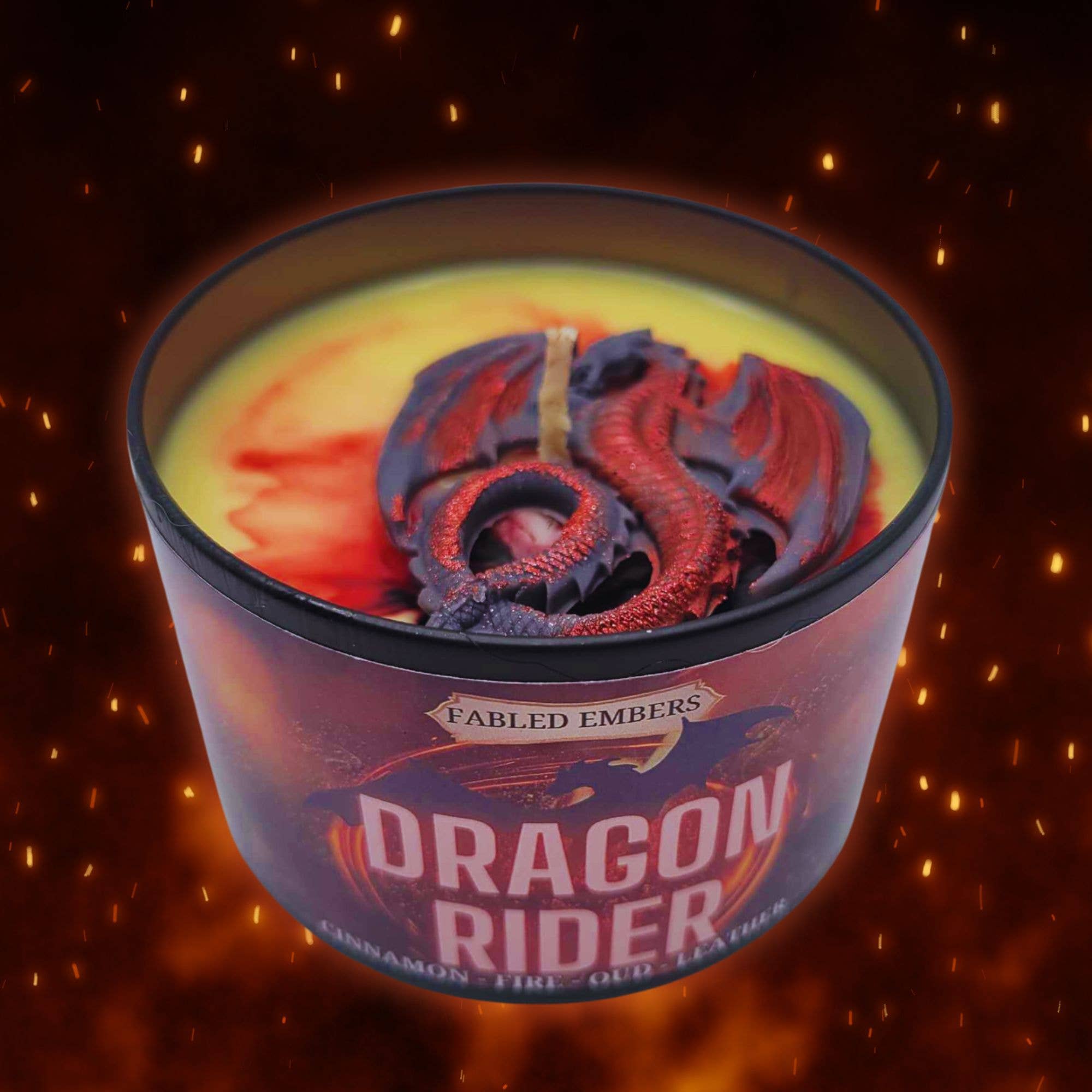 DRAGON RIDER Candle in BLACK TIN