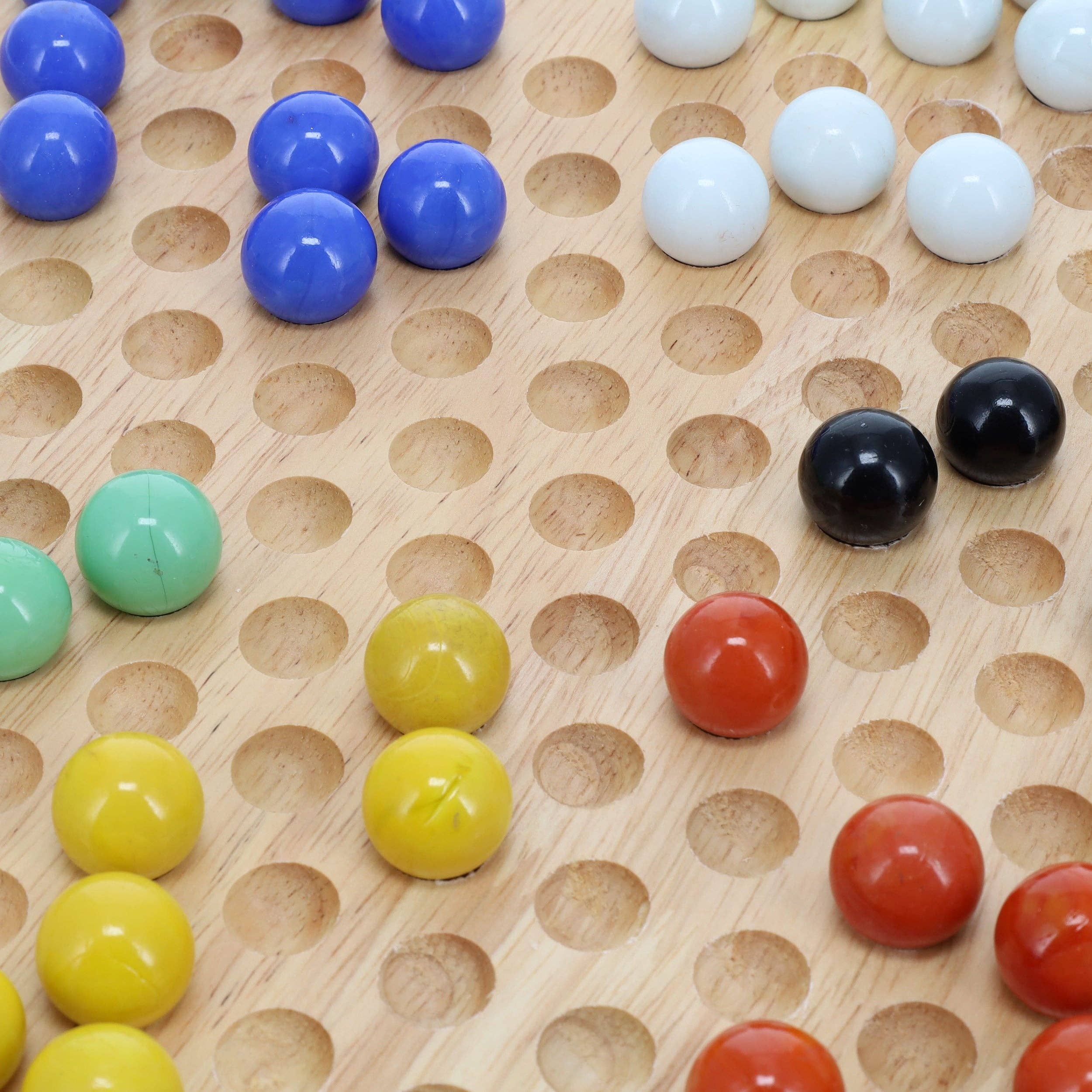 Wood Chinese Checkers Set with Glass Marbles - 11.5 Inch