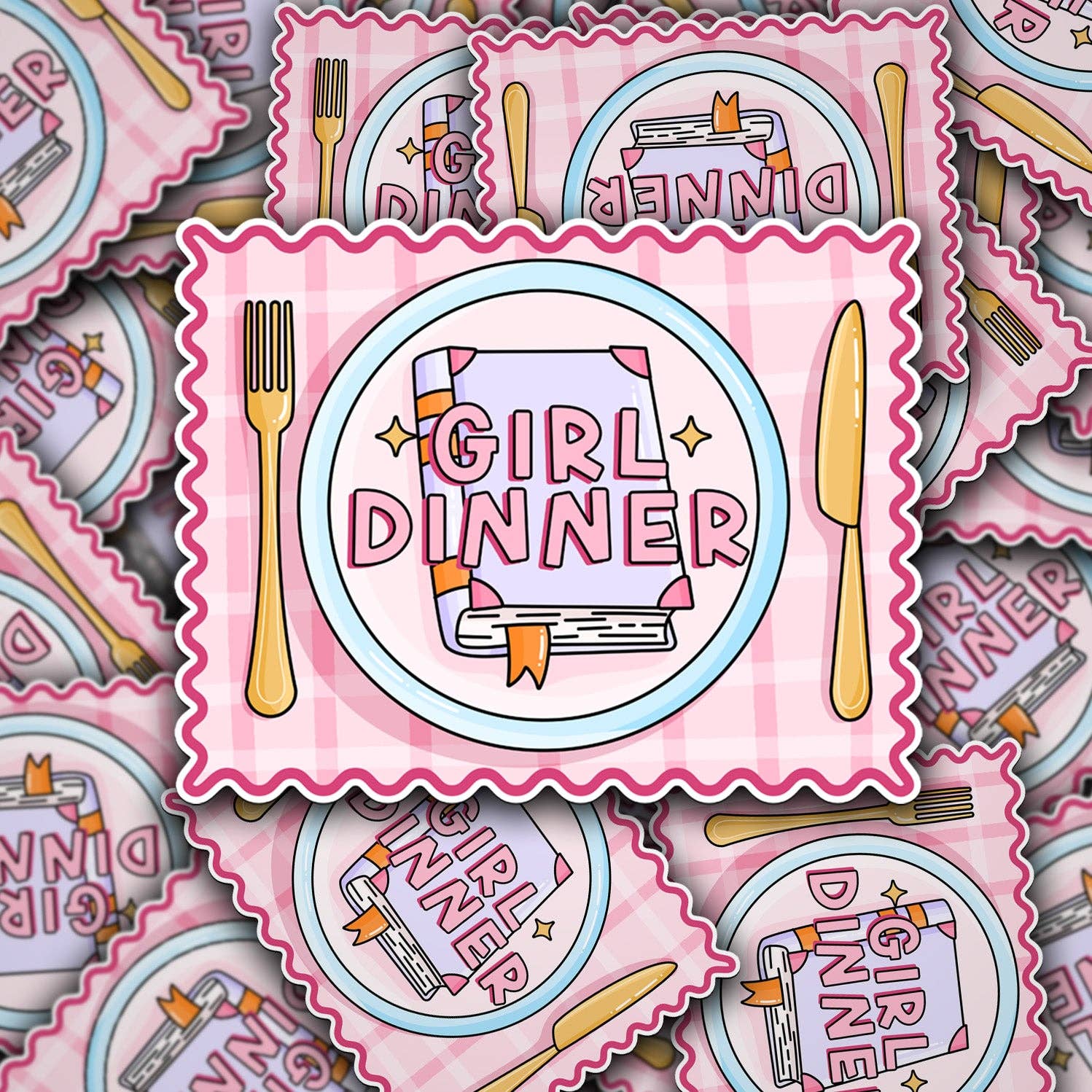 Vinyl Decal Girl Dinner Book