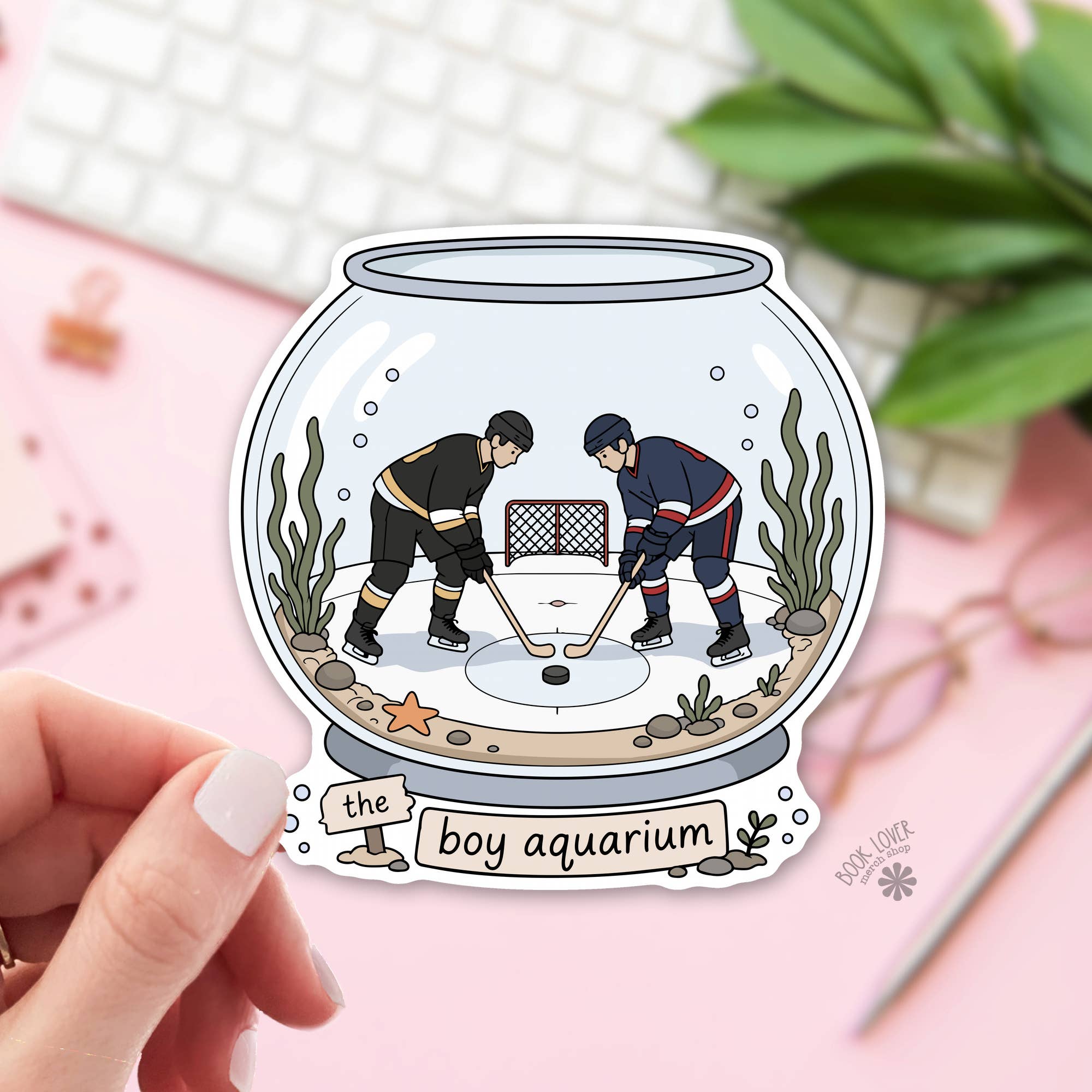 Boy Aquarium Sticker / Funny Hockey Romance Sticker