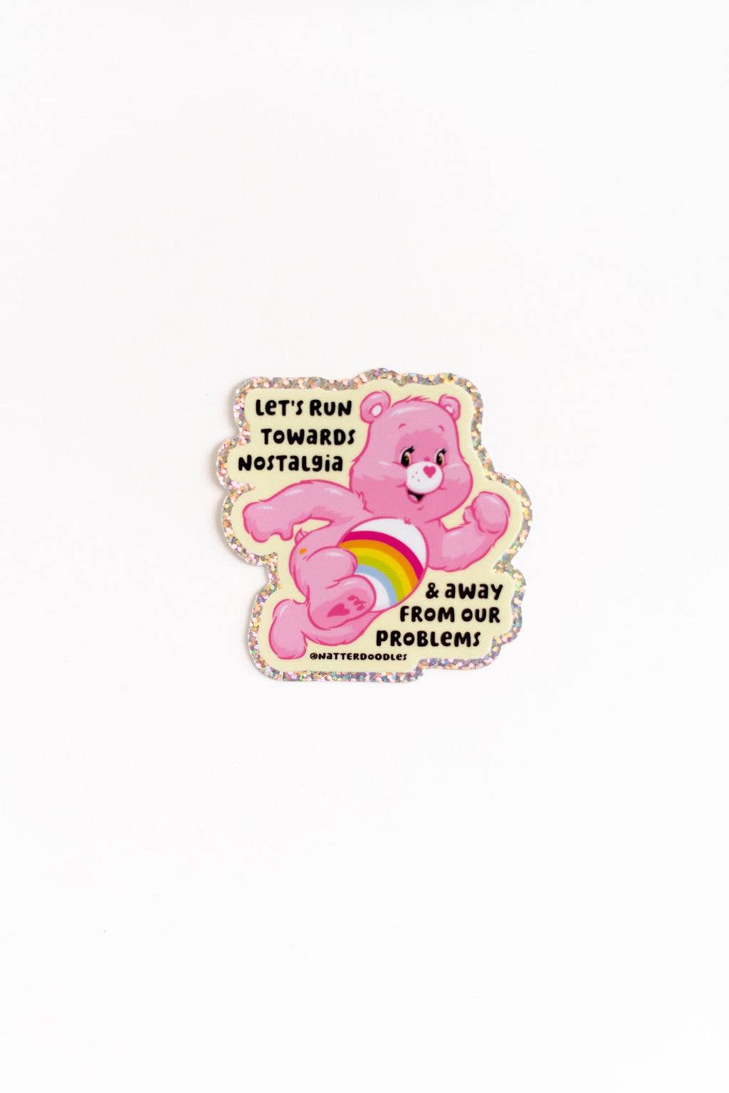 Let’s Run Towards Nostalgia Care Bear Sticker |  Vinyl Decal